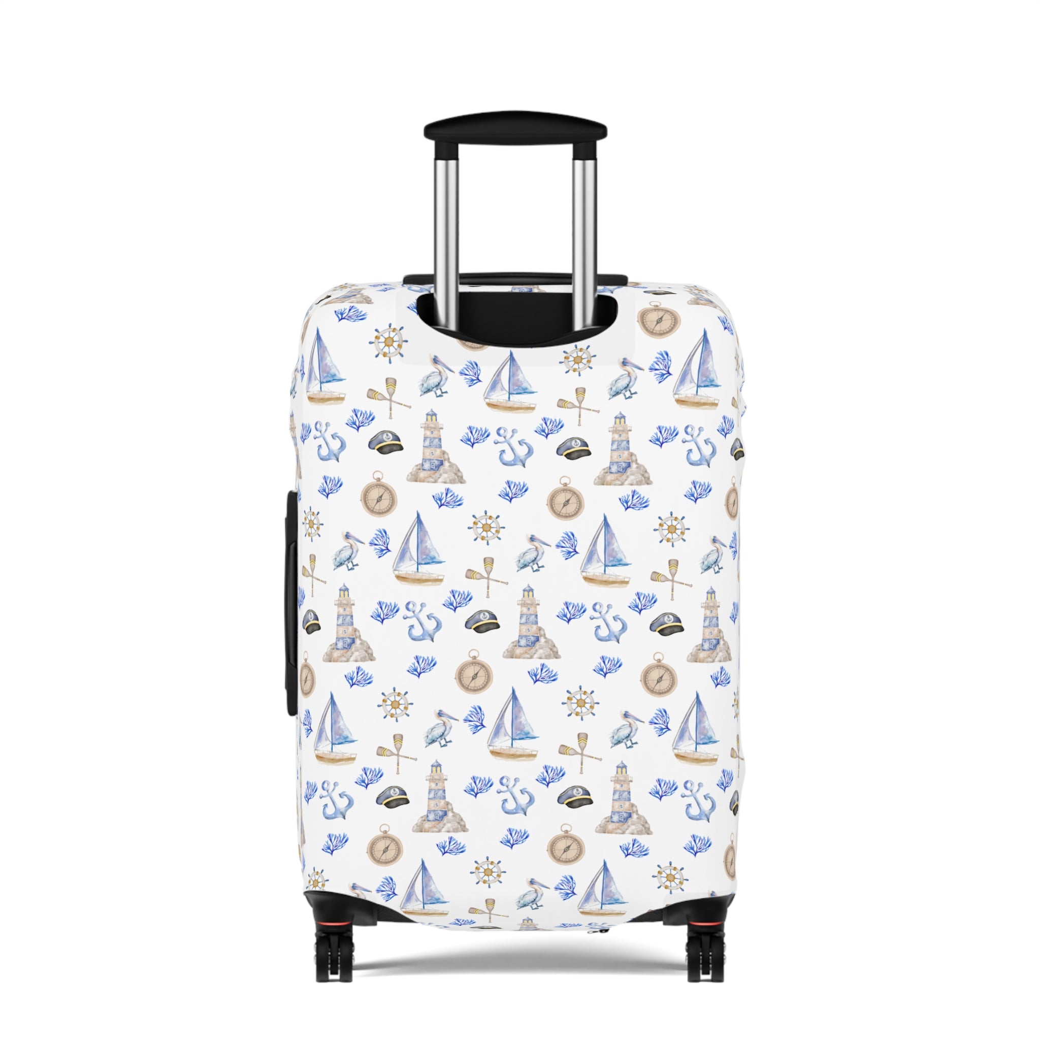 Sail Away - Nautical Luggage Cover, Travel Accessory, Beach Vacation Gear, Suitcase Protector, Gift for Travelers, Sailor Theme