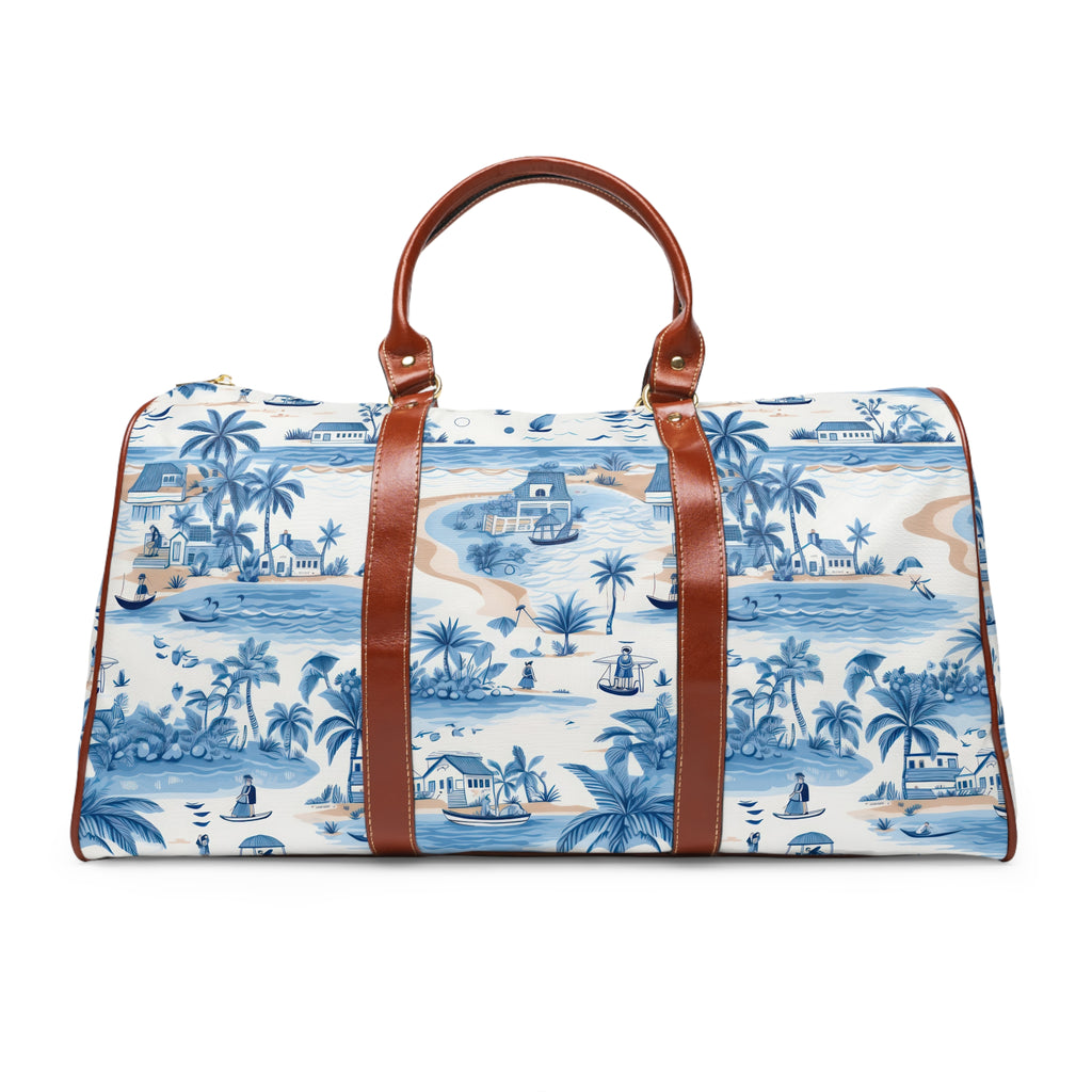 Tropical Blue- Stylish Waterproof Travel Bag, Beach Vacation Tote, Weekender Duffel, Weekend Getaway Bag, Summer Travel Companion