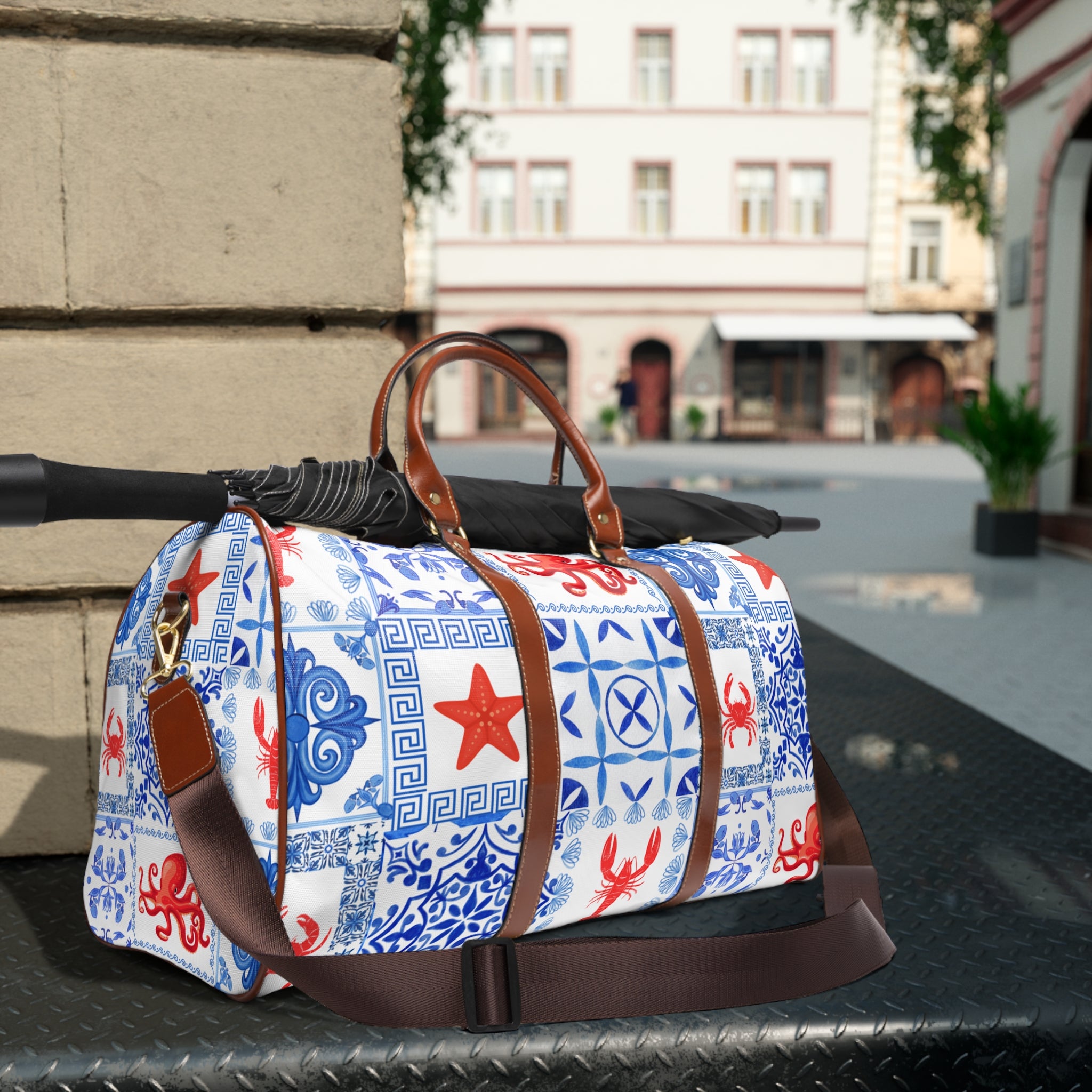 Greek Sea- Waterproof Travel Bag for Adventurous Souls, Weekend Getaways, Beach Trips, Vacation Essentials, Stylish Overnight Bag