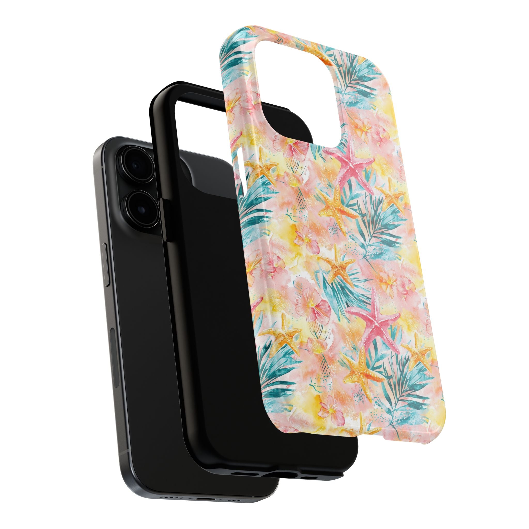 Pink Tropical Starfish- Floral Tough Phone Case - Durable Protection with a Beach Vibe, Perfect Gift for Summer Lovers, Ideal for Vacation, Fun, Stylish