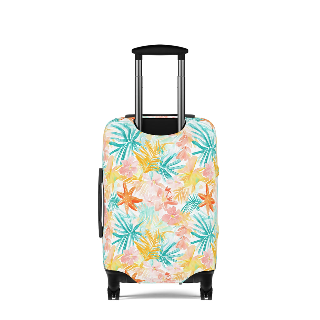 Tropical Starfish - Luggage Cover with Floral Design | Travel Accessory for Vacation | Personalized Suitcase Protector, Beach Gift, Unique Travel Gear
