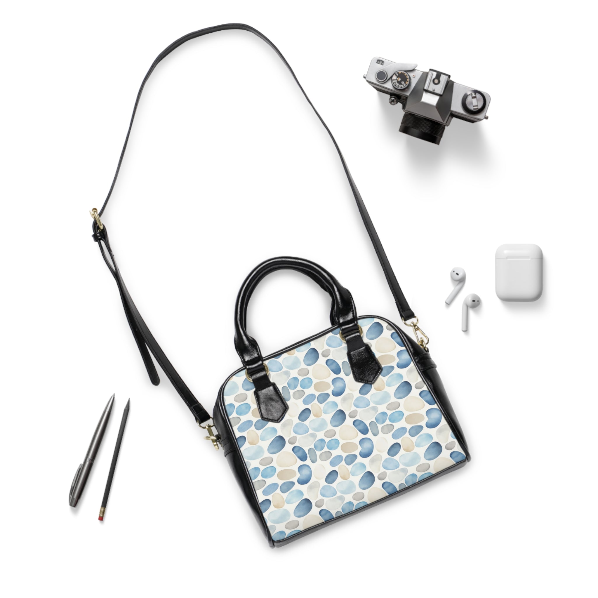 Cobblestone Pattern Shoulder Handbag, Stylish Tote, Everyday Purse, Casual Bag, Gift for Her, Beach Ready Accessory