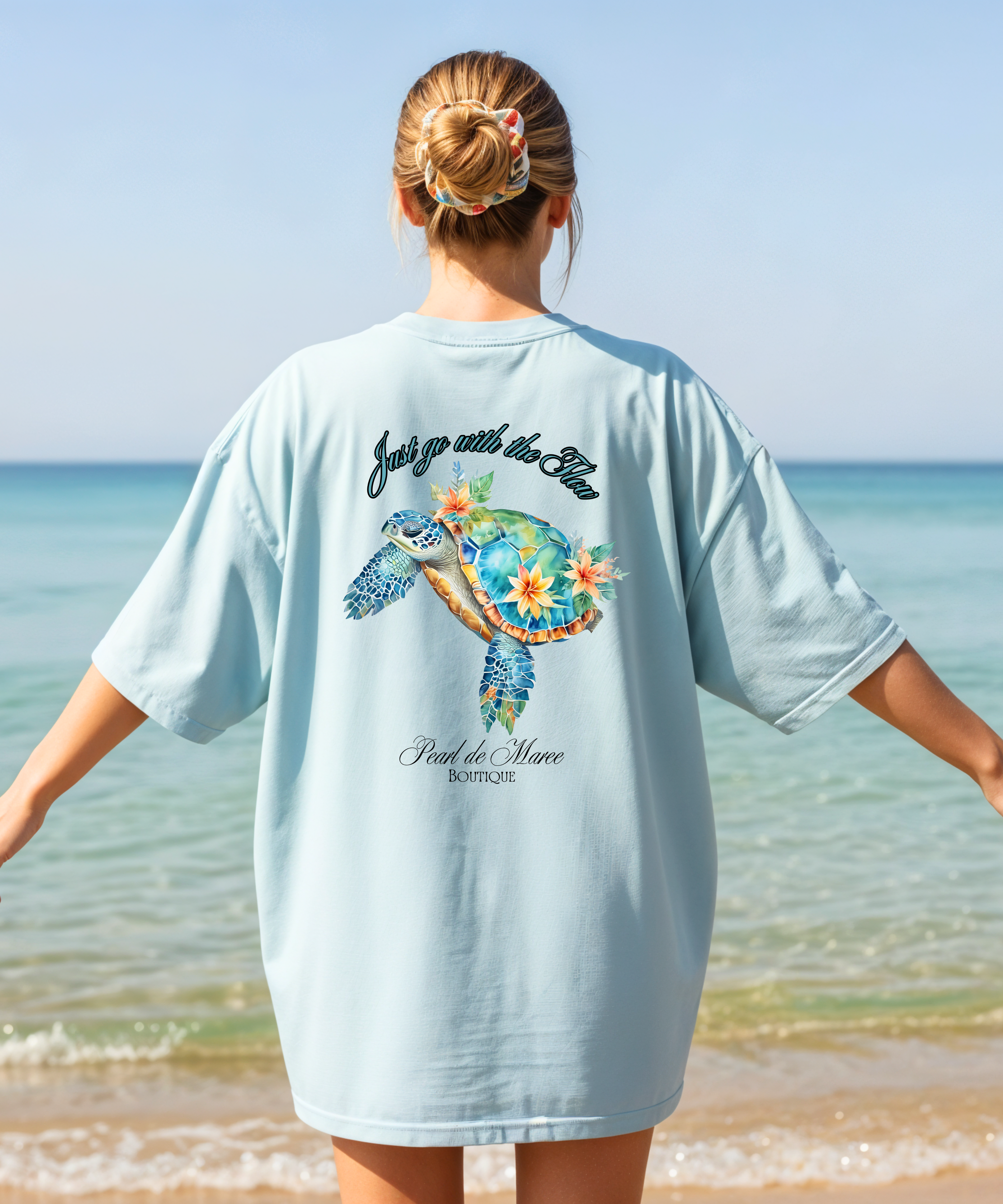 Just Go with the flow turtle T-Shirt, Summer Shirt, Gift For Women, Beach Shirt, Summer Women Shirt