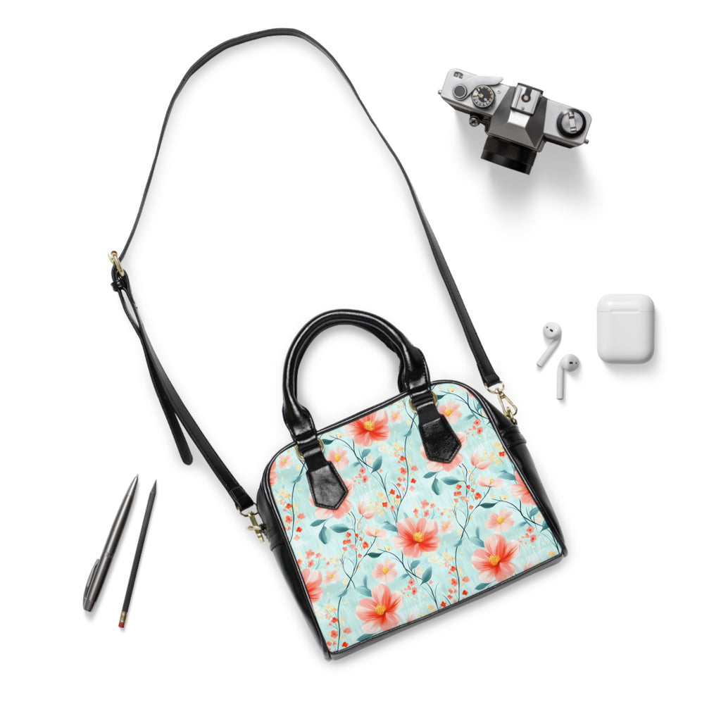 Teal Daisy-Floral Shoulder Handbag, Stylish Handbag, Summer Bag, Gift for Her, Spring Fashion Accessory, Floral Print Purse
