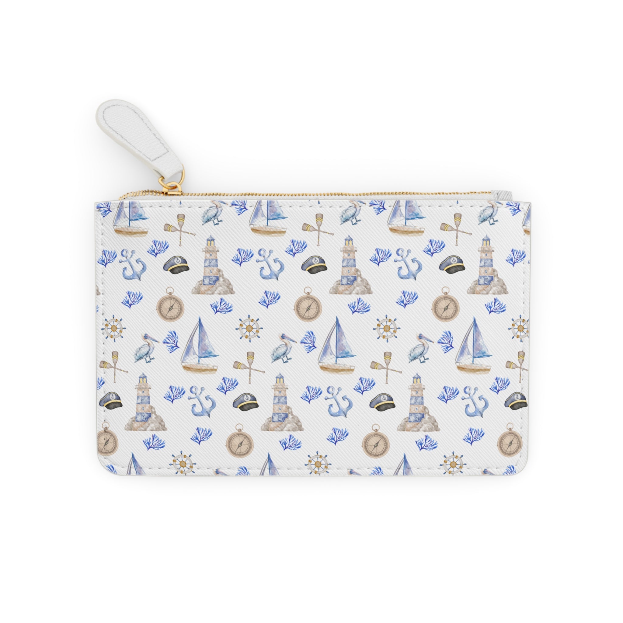 Sail Away Mini Vegan Leather Clutch Bag, Beach Accessory, Travel Wallet, Sailor's Coin Purse, Chic Gift for Her, Summer Essentials