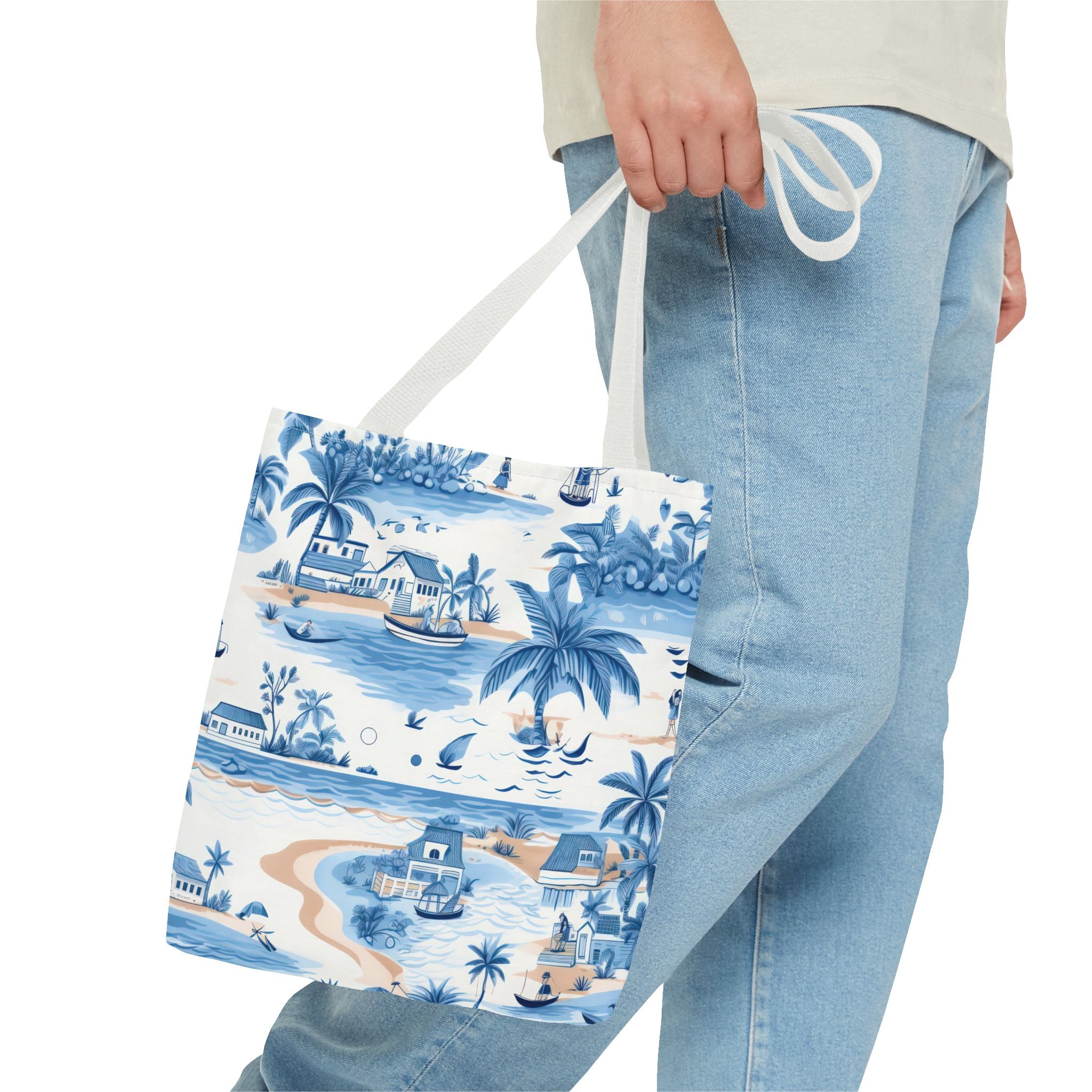 tropical Blue- Coastal Blue Tote Bag - Beach Vibes, Summer Travel, Eco-Friendly Shopping, Vacation Essentials, Gift for Ocean Lovers