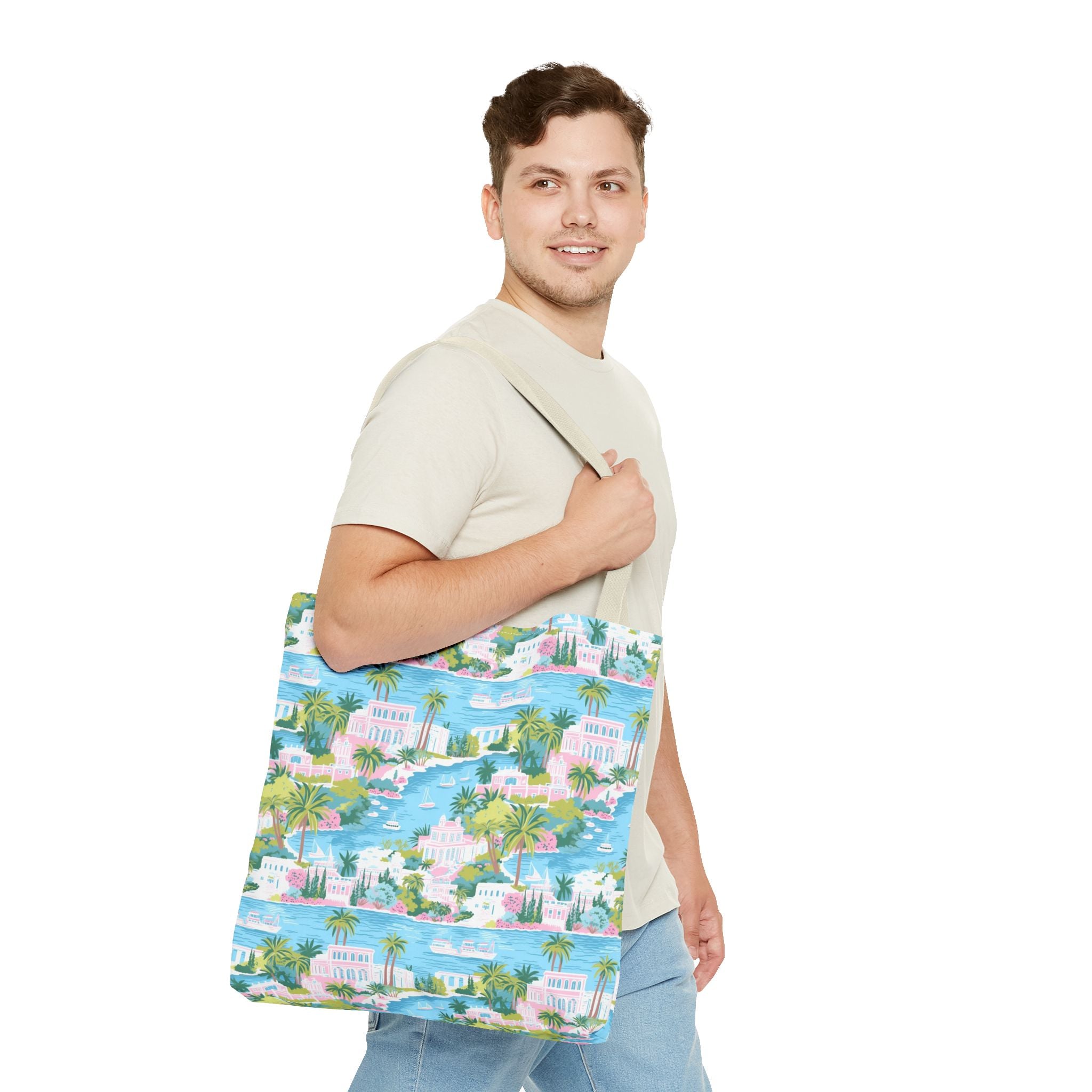 Greek Island - Tropical Paradise Tote Bag, Beach Bag, Eco-Friendly Shopping Bag, Summer Vibes Handbag, Vacation Essentials, Gift for Travelers