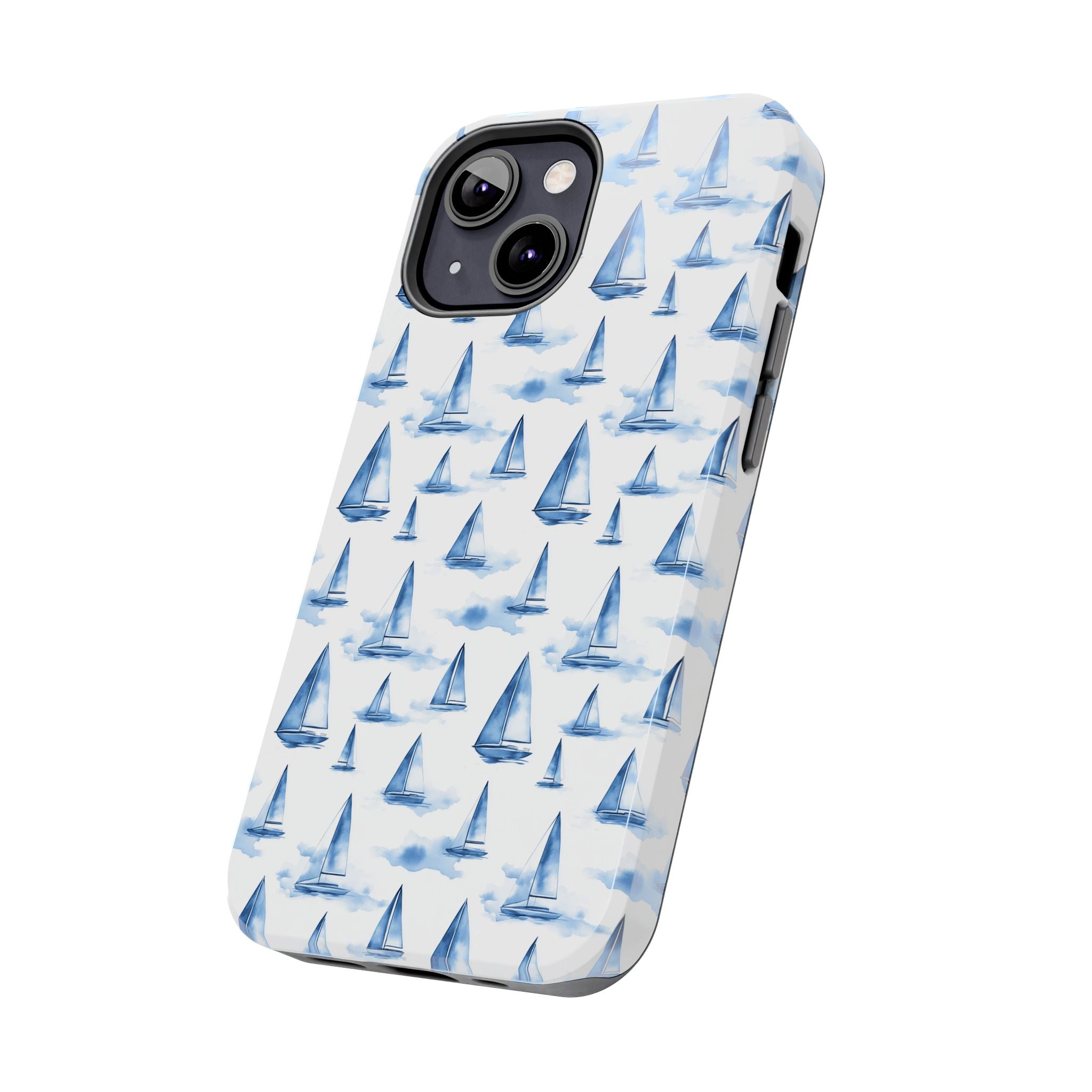 Blue Sailboat Phone Case - Nautical Tough Cover, Summer Gift, Ocean Lover Accessory, Unique Phone Protection, Beach Vibes