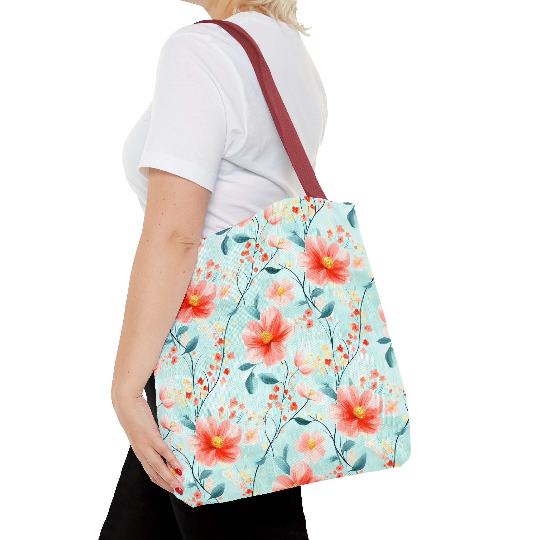 Teal Daisy - Floral Tote Bag, Boho Chic Carryall, Beach Bag, Gifts for Her, Spring Fashion Accessory, Eco-Friendly Shopping Bag