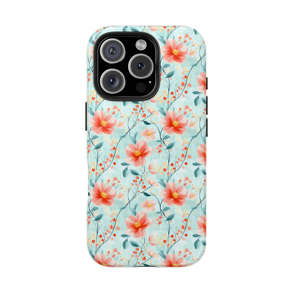 Teal Daisy- Floral Tough Phone Cases, Durable Phone Cover, Stylish Cell Phone Case, Protective Case for Women, Gift for Flower Lovers