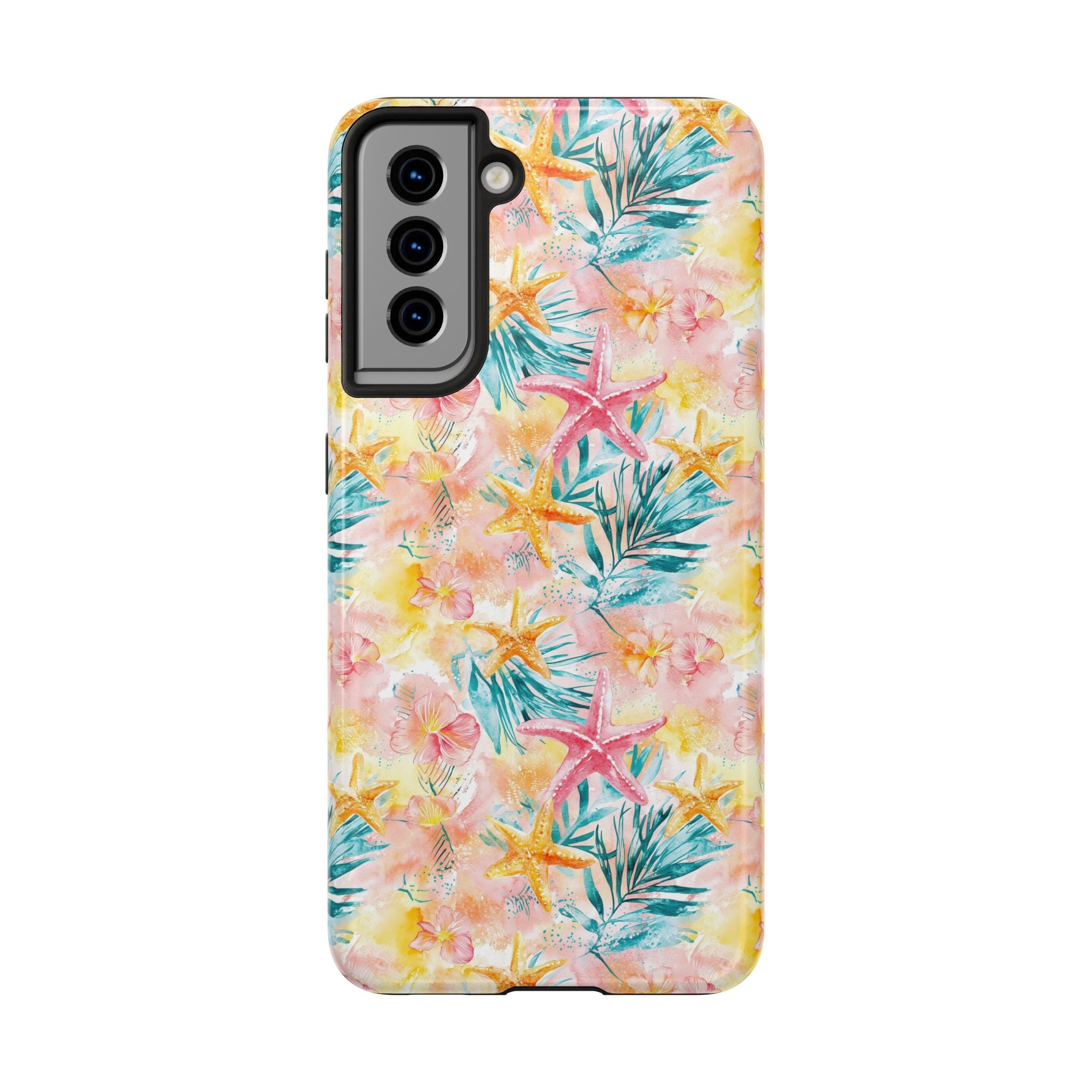 Pink Tropical Starfish- Floral Tough Phone Case - Durable Protection with a Beach Vibe, Perfect Gift for Summer Lovers, Ideal for Vacation, Fun, Stylish