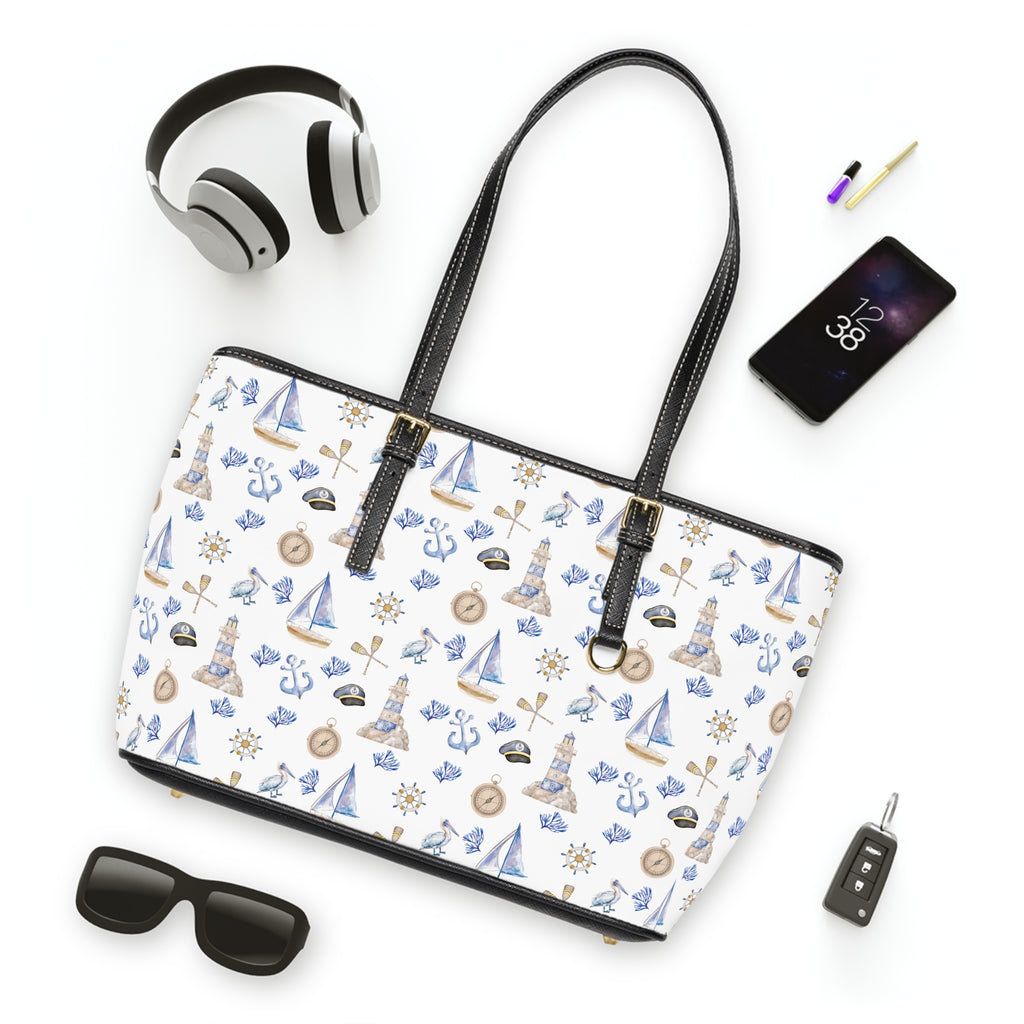 Sail Away Shoulder Bag - Sailboat and Lighthouse Print