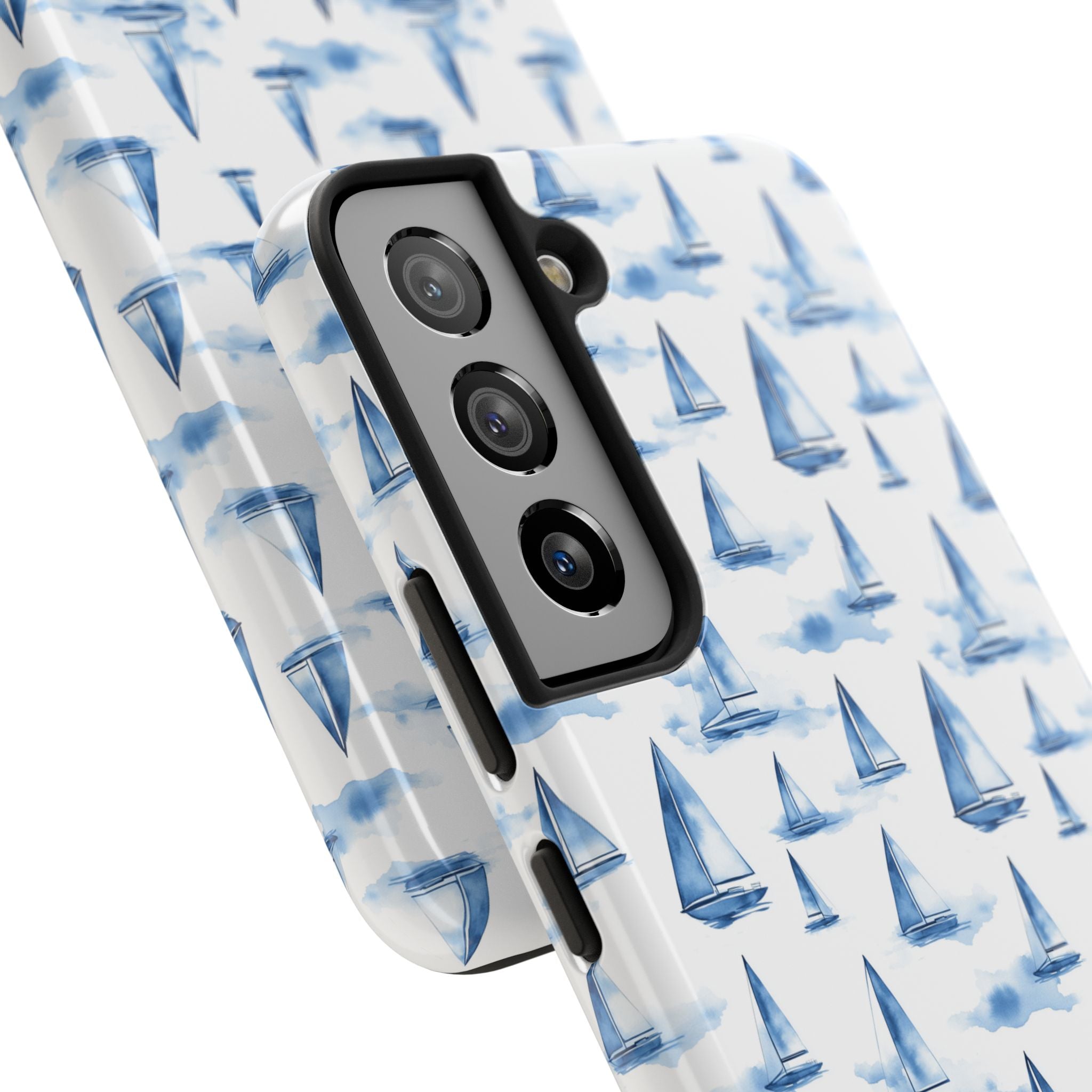 Blue Sailboat Phone Case - Nautical Tough Cover, Summer Gift, Ocean Lover Accessory, Unique Phone Protection, Beach Vibes