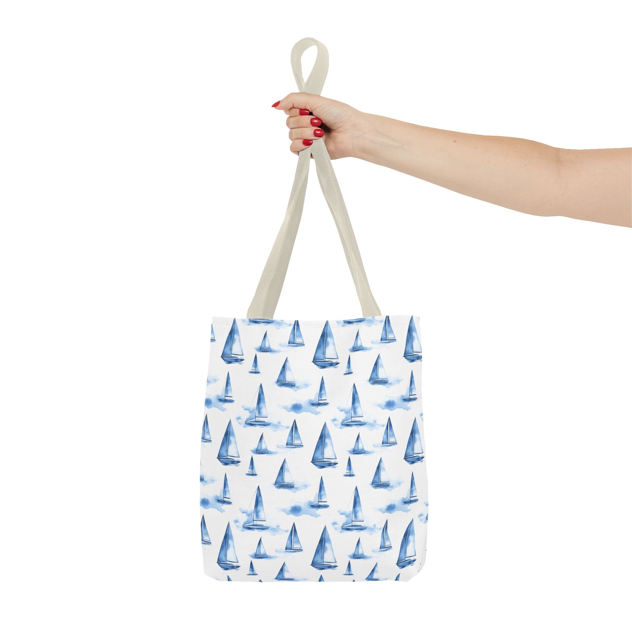 Blue Sail Boat - Nautical Tote Bag, Sailboat Shopping Bag, Beach Tote, Gift for Sailors, Vacation Accessory, Summer Bag