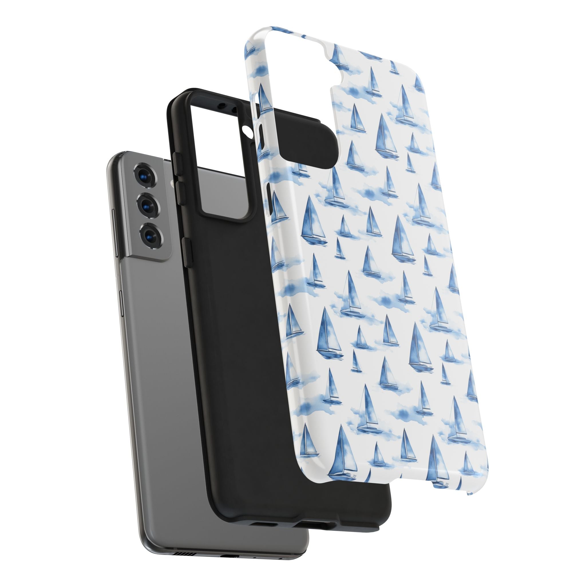 Blue Sailboat Phone Case - Nautical Tough Cover, Summer Gift, Ocean Lover Accessory, Unique Phone Protection, Beach Vibes