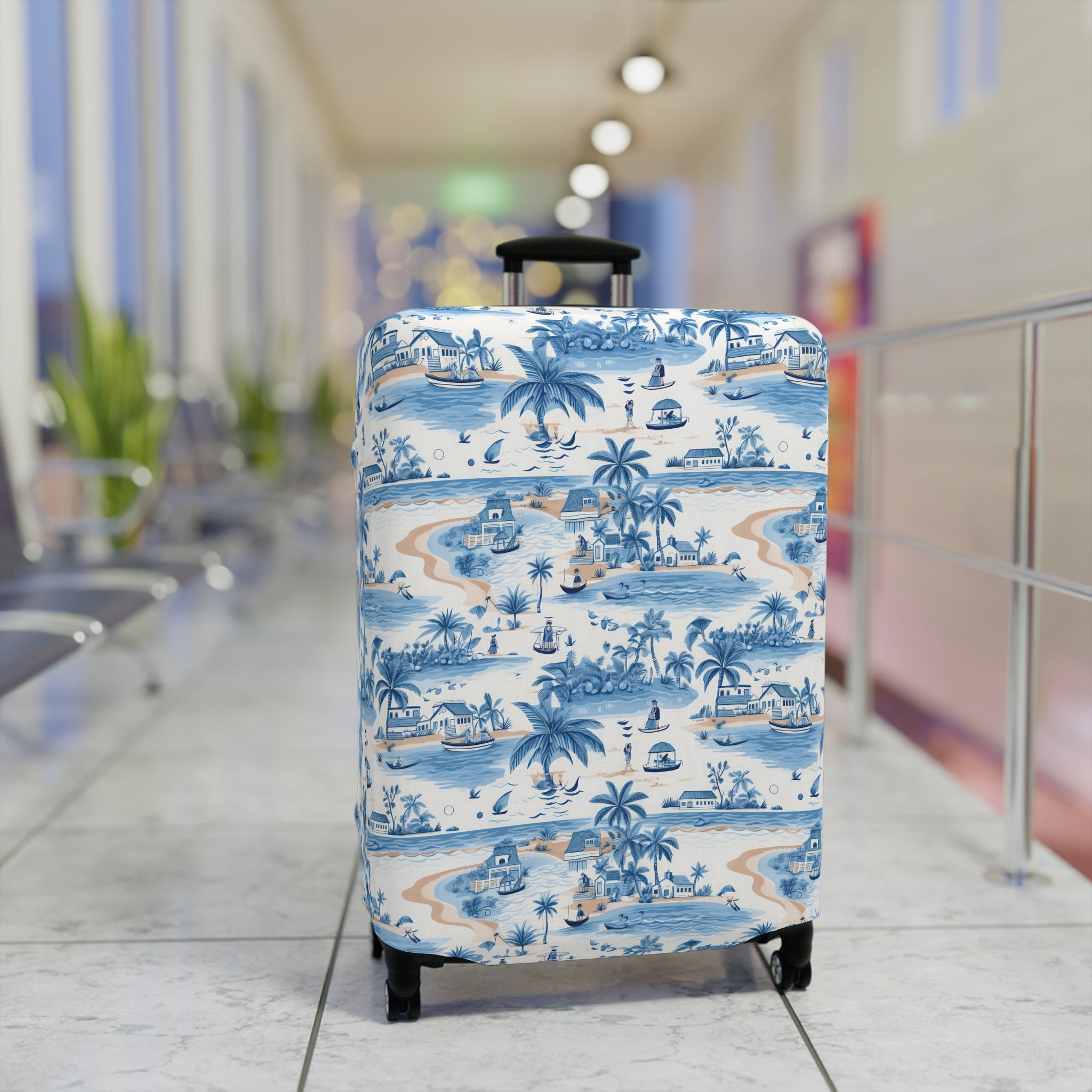 Tropical Blue- Chic Travel Luggage Cover | Stylish Case for Suitcase, Travel Accessory, Gift for Travelers, Personalized Luggage Protection
