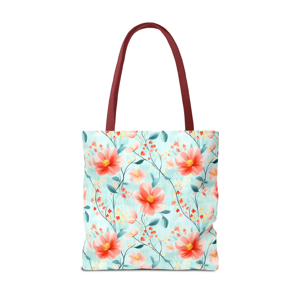 Teal Daisy - Floral Tote Bag, Boho Chic Carryall, Beach Bag, Gifts for Her, Spring Fashion Accessory, Eco-Friendly Shopping Bag