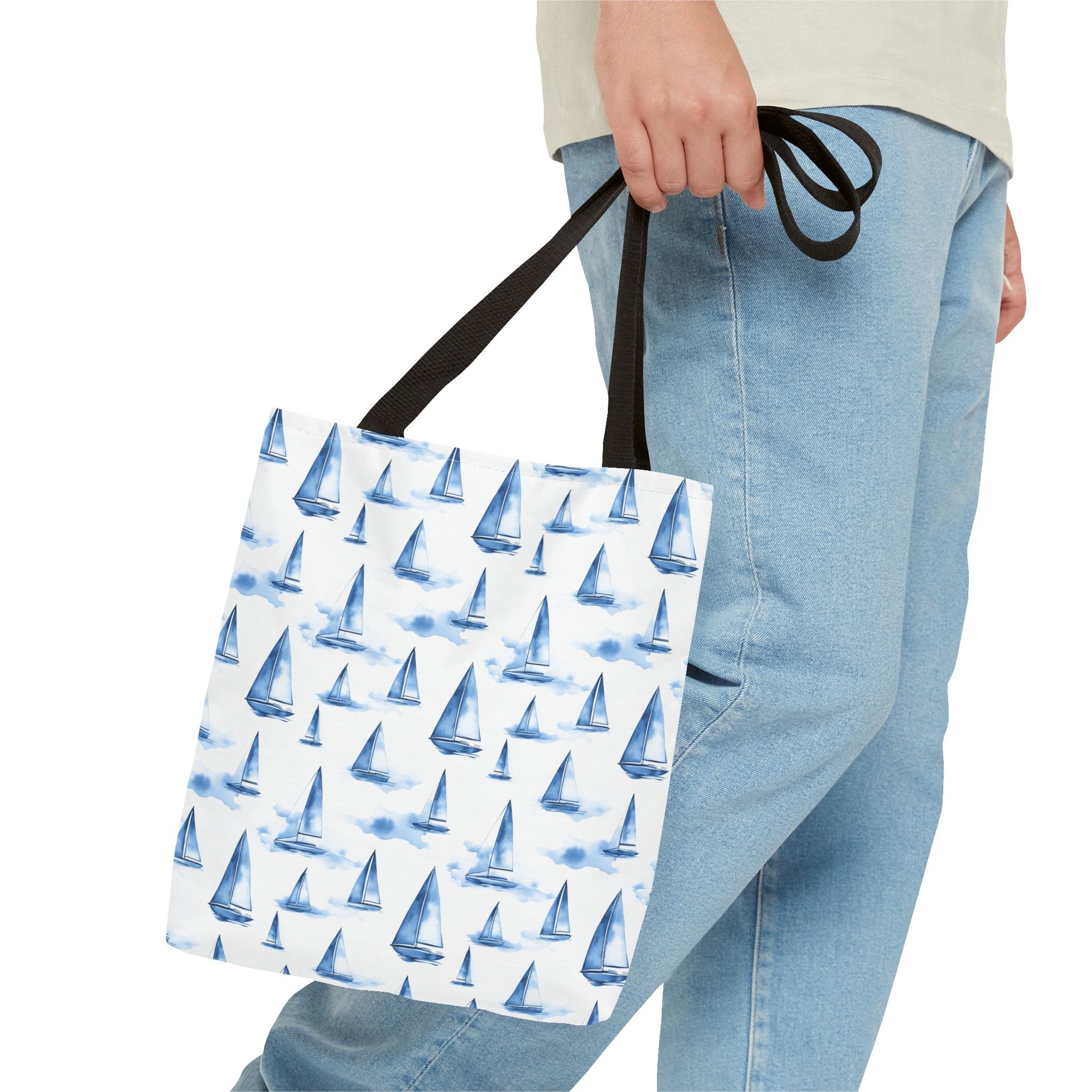 Blue Sail Boat - Nautical Tote Bag, Sailboat Shopping Bag, Beach Tote, Gift for Sailors, Vacation Accessory, Summer Bag
