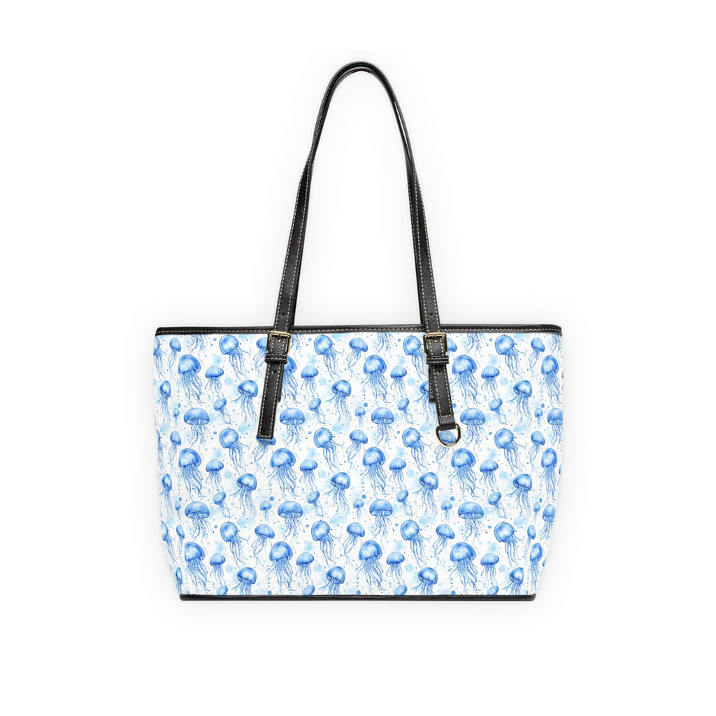 Jelly Fish - Leather Shoulder Bag with Jellyfish Design, Tote Bag for Summer Outings, Beach Accessory, Gift for Her, Trendy Handbag