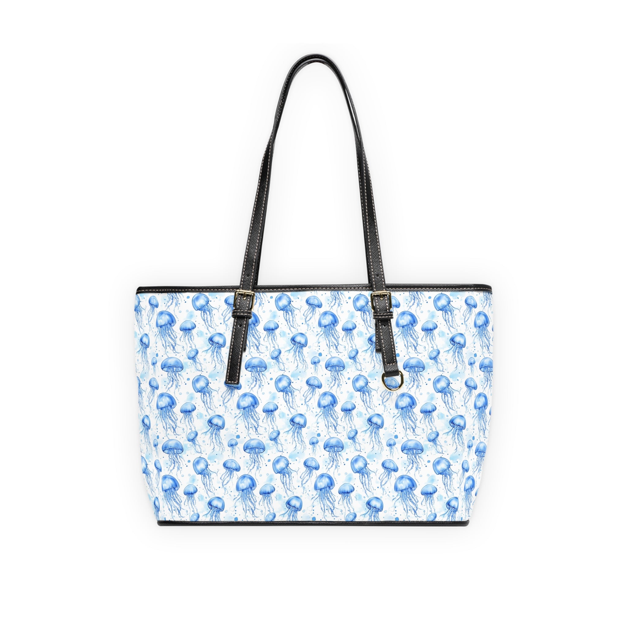 Jelly Fish - Leather Shoulder Bag with Jellyfish Design, Tote Bag for Summer Outings, Beach Accessory, Gift for Her, Trendy Handbag