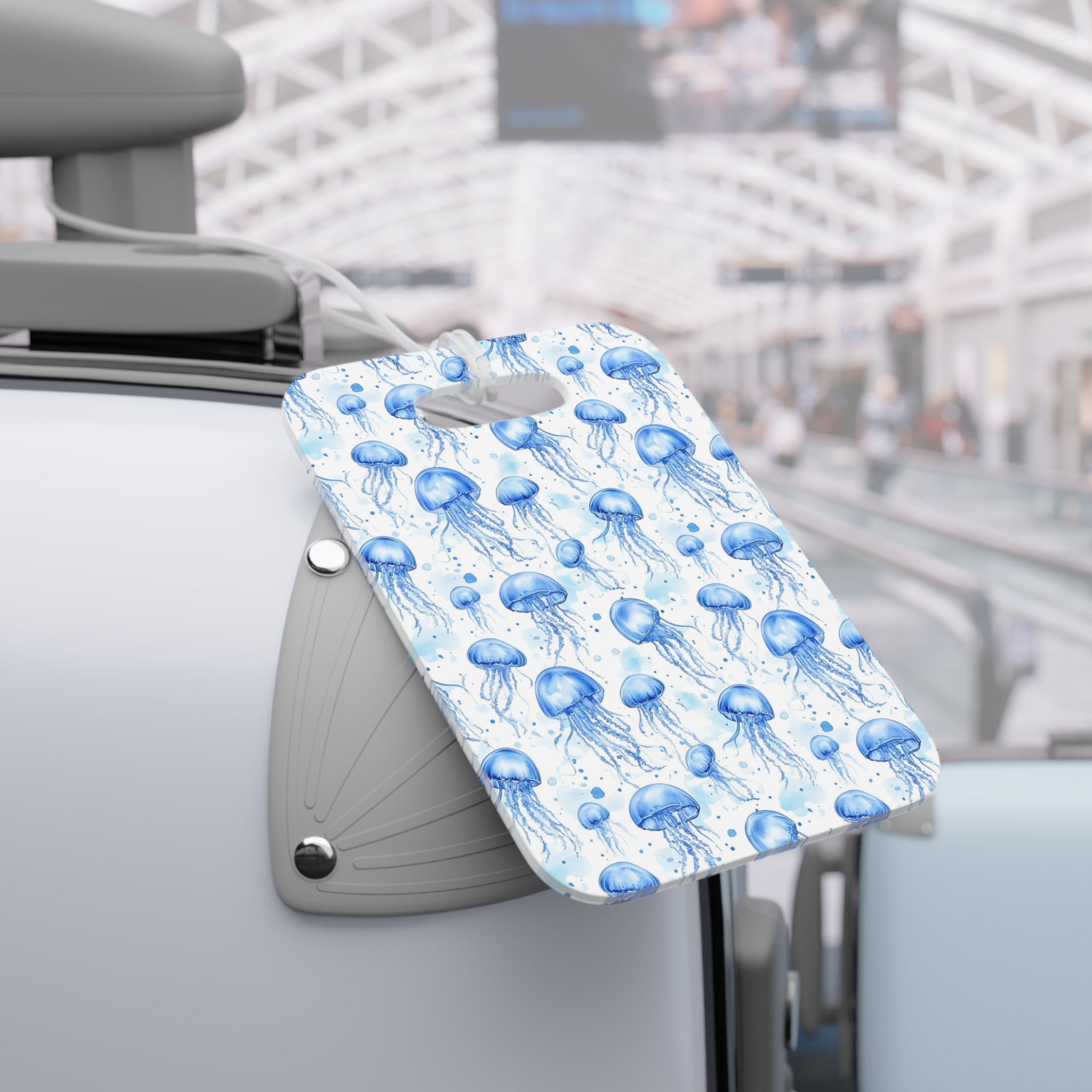 Blue Jellyfish Luggage Tag, Travel Accessories, Luggage, Vacation must have, Beach Vacation Supplies, Luggage Tag, Square or Round