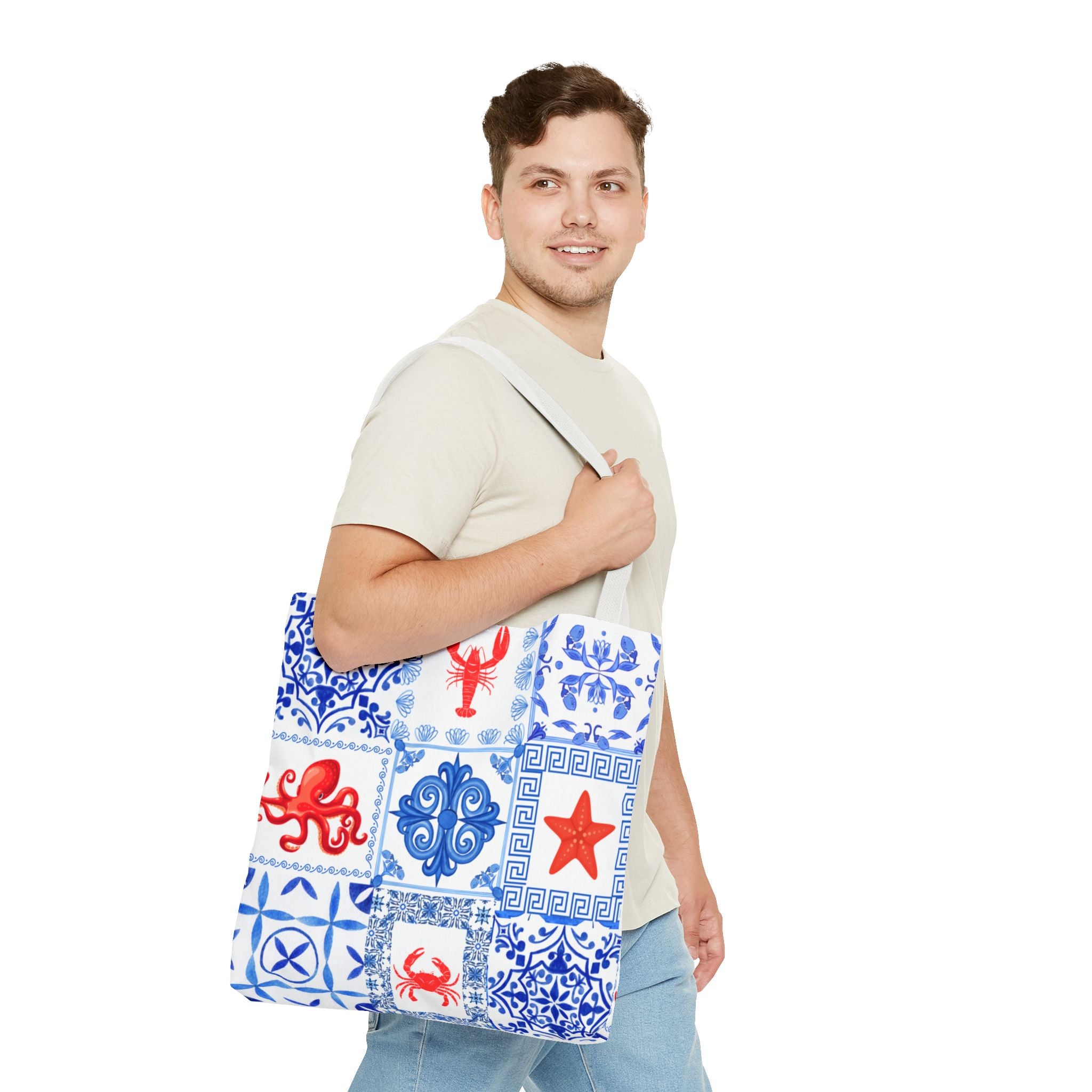 Greek Sea - Ocean-Inspired Tote Bag, Nautical Style, Beach Bags, Gift for Her, Summer Accessory, Trendy Shopping Tote, AOP Design