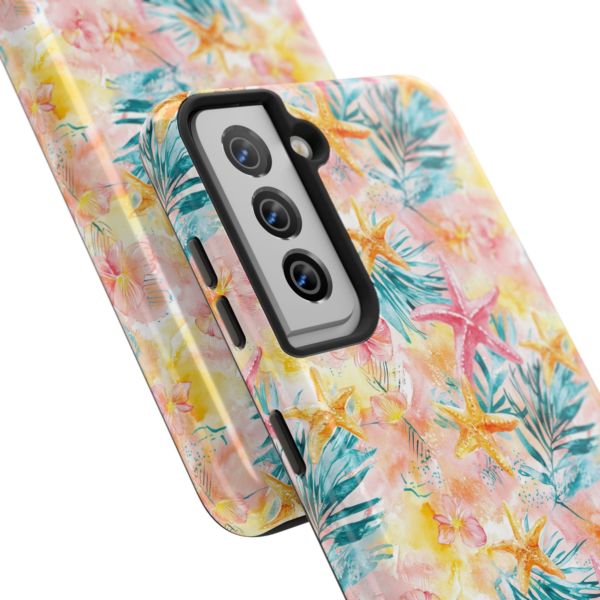 Pink Tropical Starfish- Floral Tough Phone Case - Durable Protection with a Beach Vibe, Perfect Gift for Summer Lovers, Ideal for Vacation, Fun, Stylish