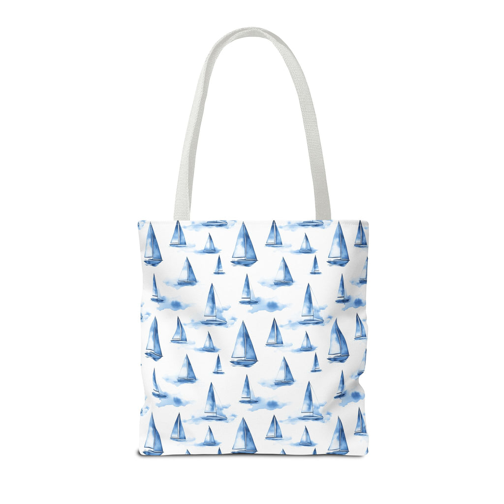 Blue Sail Boat - Nautical Tote Bag, Sailboat Shopping Bag, Beach Tote, Gift for Sailors, Vacation Accessory, Summer Bag