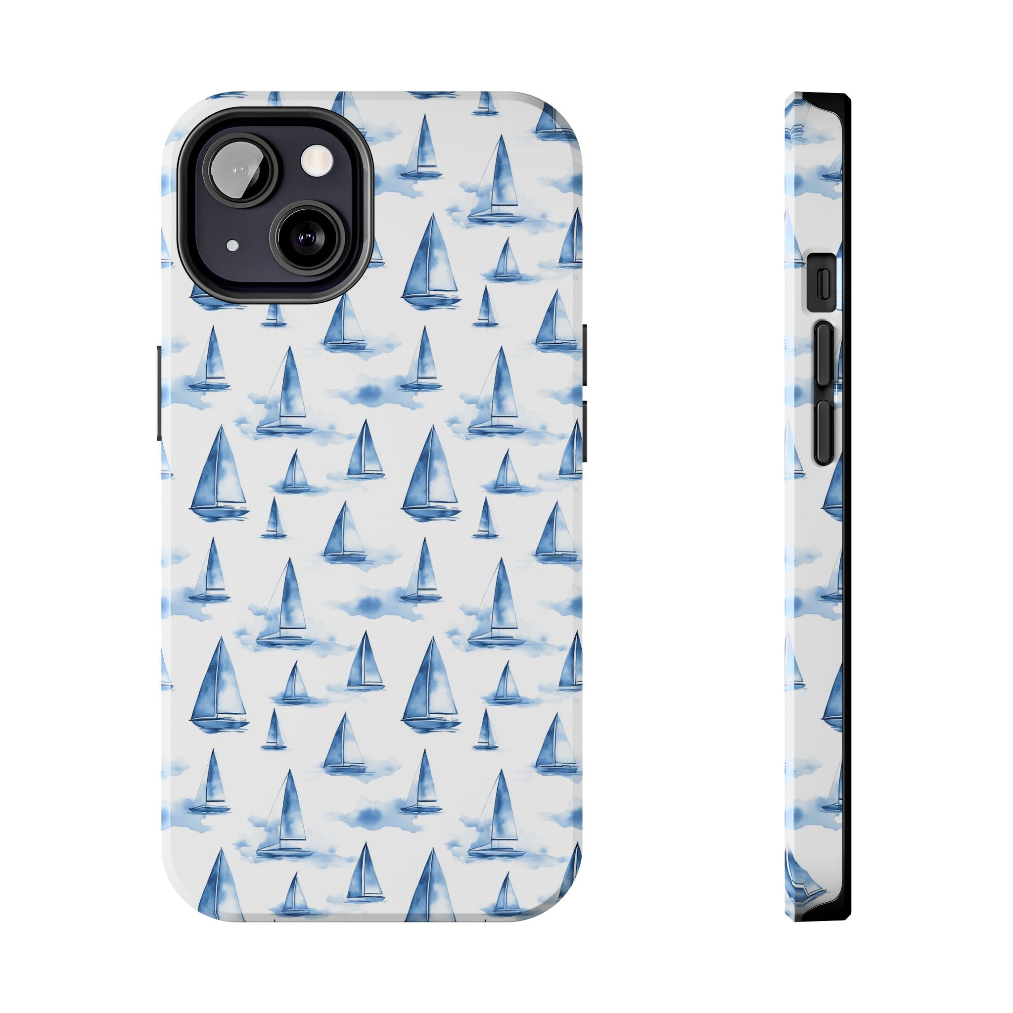 Blue Sailboat Phone Case - Nautical Tough Cover, Summer Gift, Ocean Lover Accessory, Unique Phone Protection, Beach Vibes