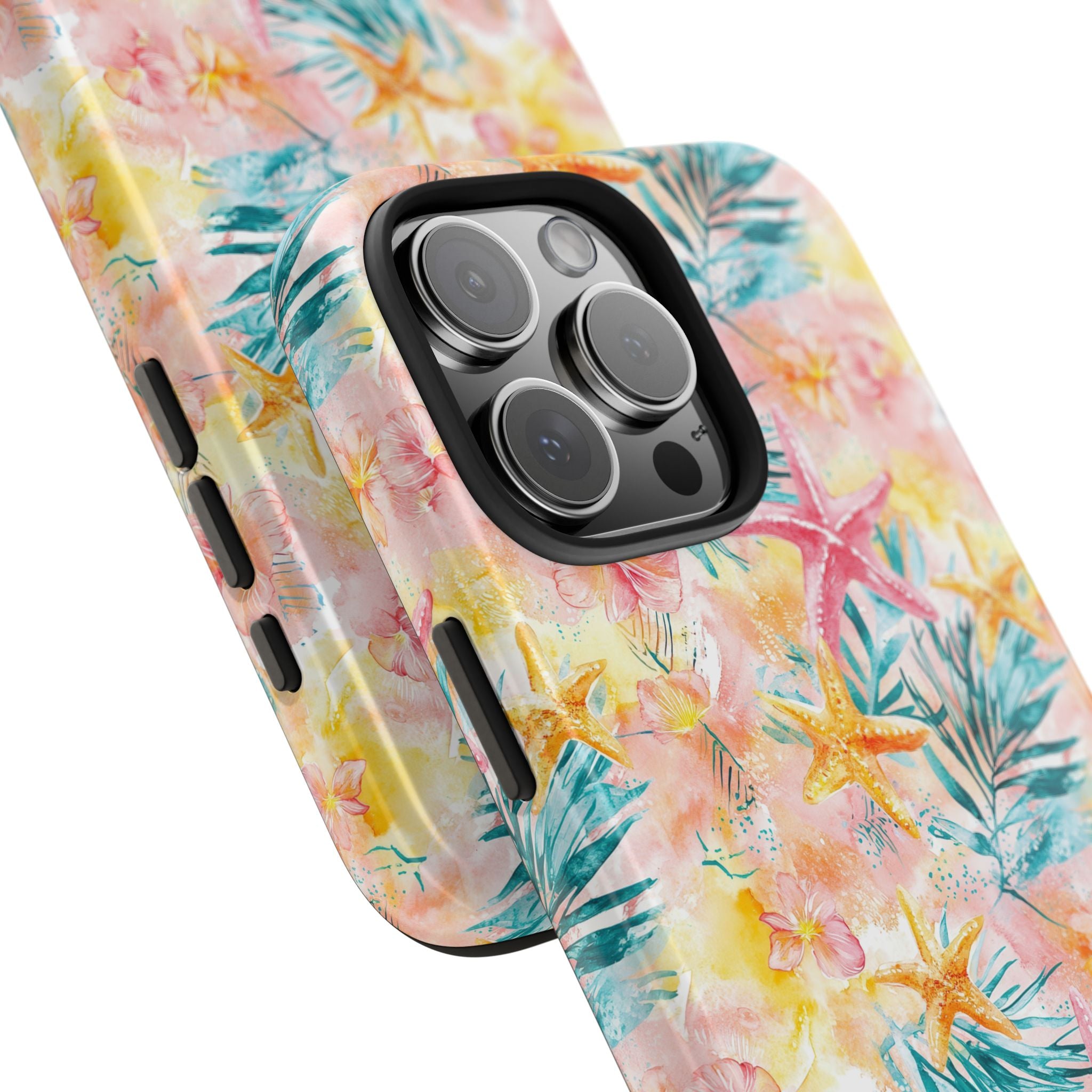 Pink Tropical Starfish- Floral Tough Phone Case - Durable Protection with a Beach Vibe, Perfect Gift for Summer Lovers, Ideal for Vacation, Fun, Stylish
