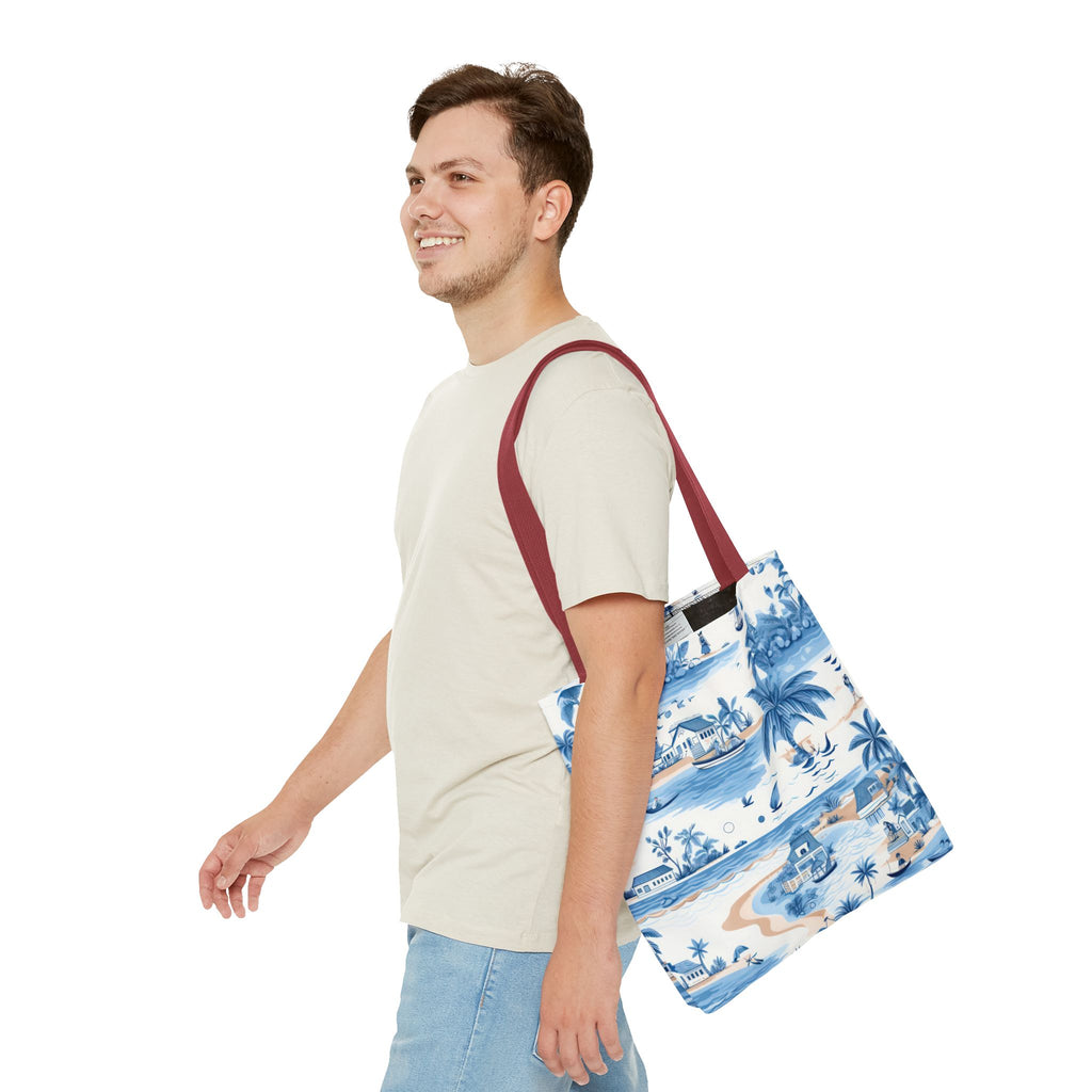 tropical Blue- Coastal Blue Tote Bag - Beach Vibes, Summer Travel, Eco-Friendly Shopping, Vacation Essentials, Gift for Ocean Lovers