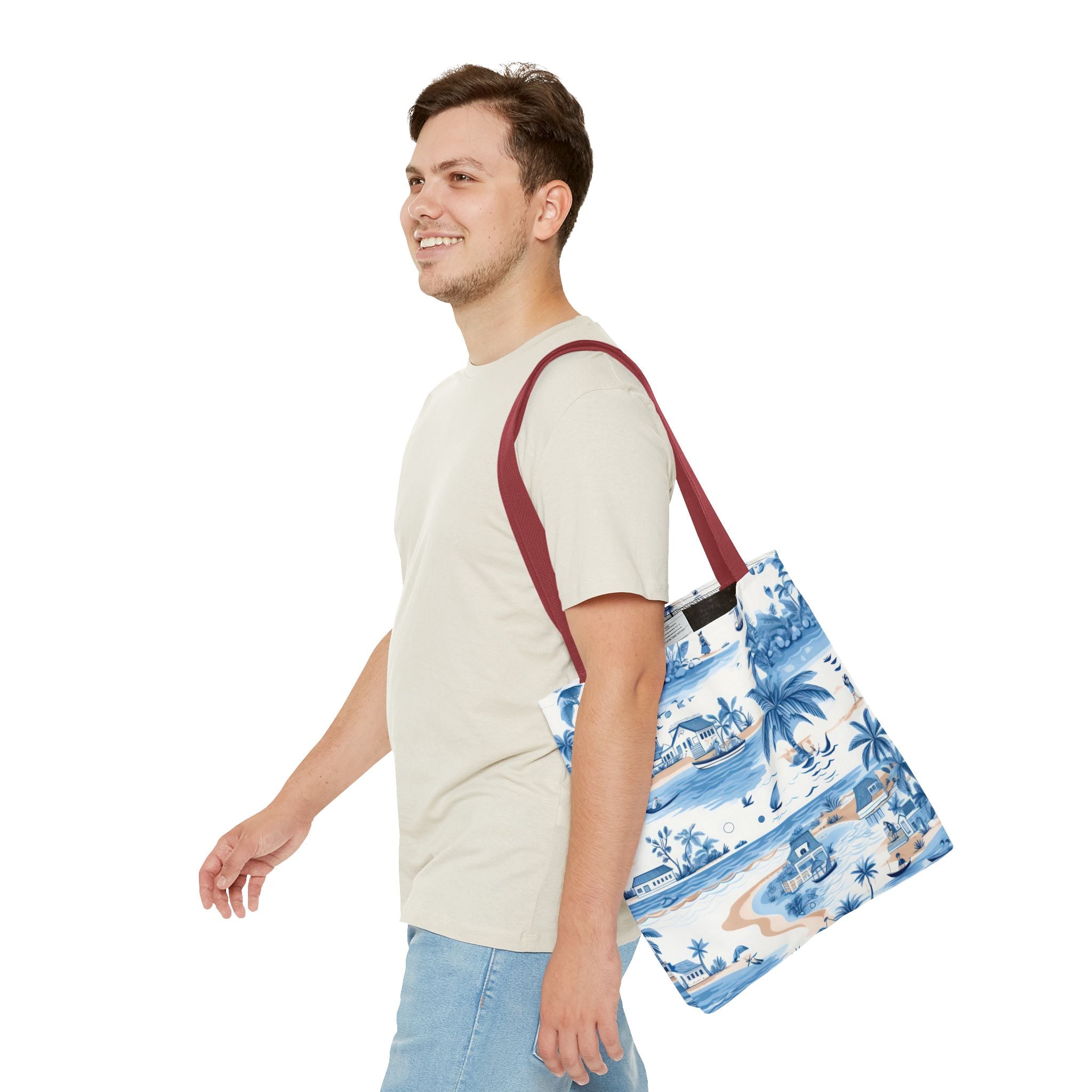 tropical Blue- Coastal Blue Tote Bag - Beach Vibes, Summer Travel, Eco-Friendly Shopping, Vacation Essentials, Gift for Ocean Lovers