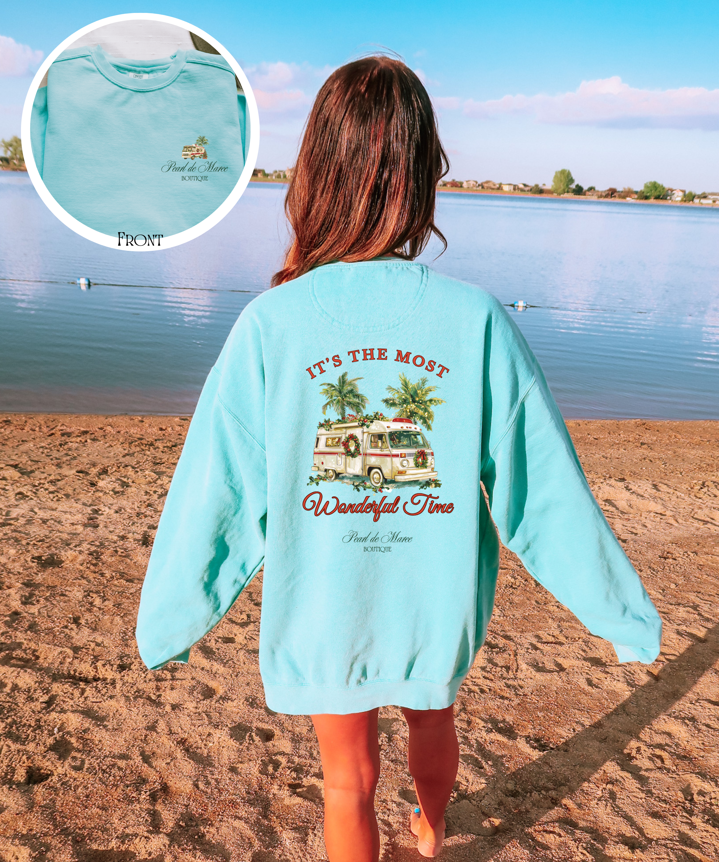 Its the most wonderful time camper, Christmas Crewneck, Tropical Christmas Sweater, Beach Christmas Sweater, Gift for her Winter top.