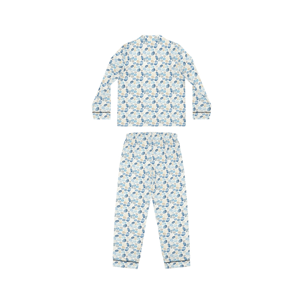 Cobblestone-Elegantly Floral Women's Satin Pajamas, Luxurious Sleepwear, Perfect for Home, Gifts, Relaxation, Spa Days, Cozy Nights
