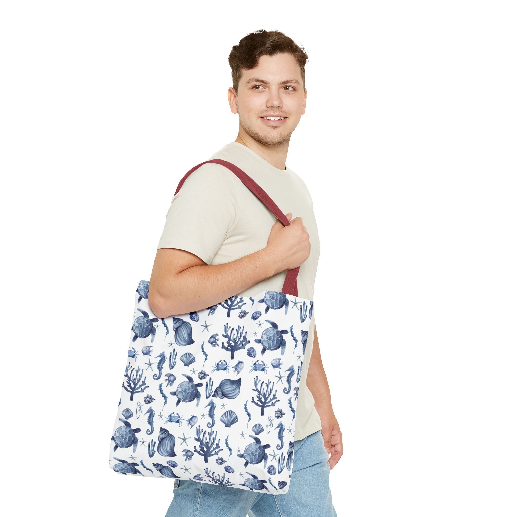 Deep Blue Sea - Coastal fish Dreams Tote Bag, Ocean-Inspired Beach Bag, Nautical Gift for Her, Summer Essentials, Travel Tote, Marine Animal Design