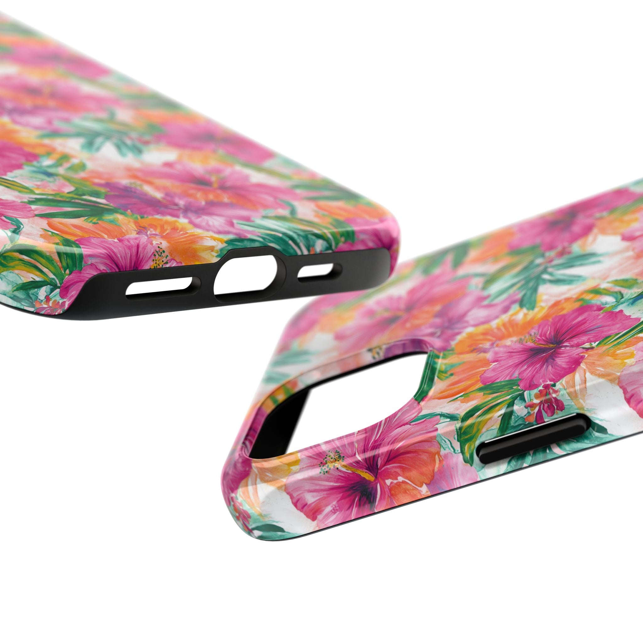Pink Tropical Floral Phone Case, Tough Waterproof Cover, Summer Vibe Gift, Durable Tech Accessory, Floral Pattern for iPhone, Chic, Stylish