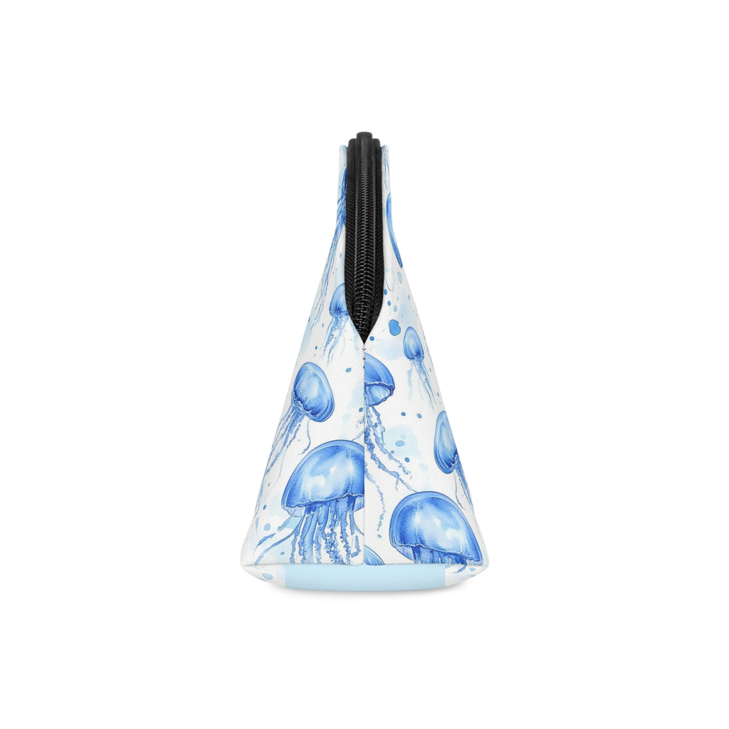 Blue Jelly Fish Makeup Bag, PU Faux Leather Makeup Bag, Travel Makeup kit, Vacation Makeup bag, Bridesmaid Gift, Makeup Organizer