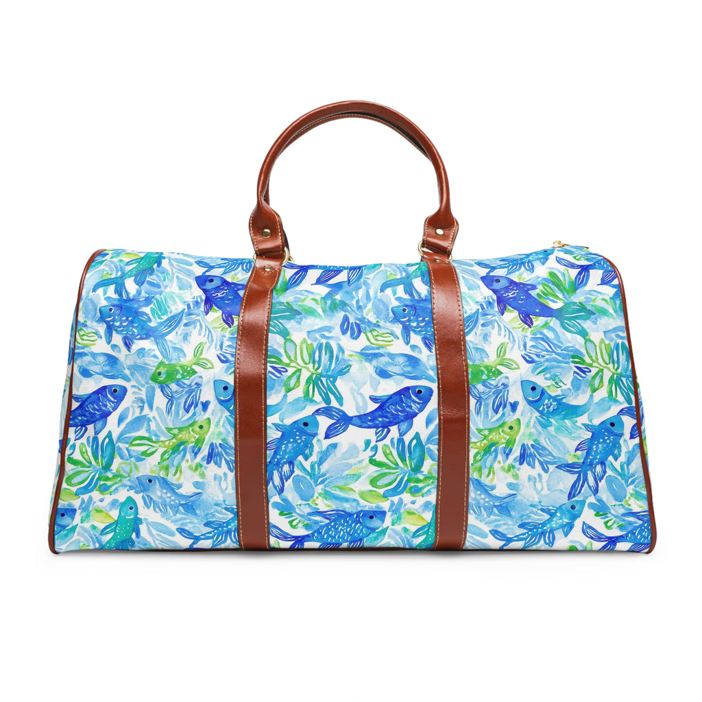 Vibrant Fish- Waterproof Travel Bag with Tropical Fish Design, Ideal for Beach Trips, Gym, Camping, Great Gift for Travelers, Vacation Essentials