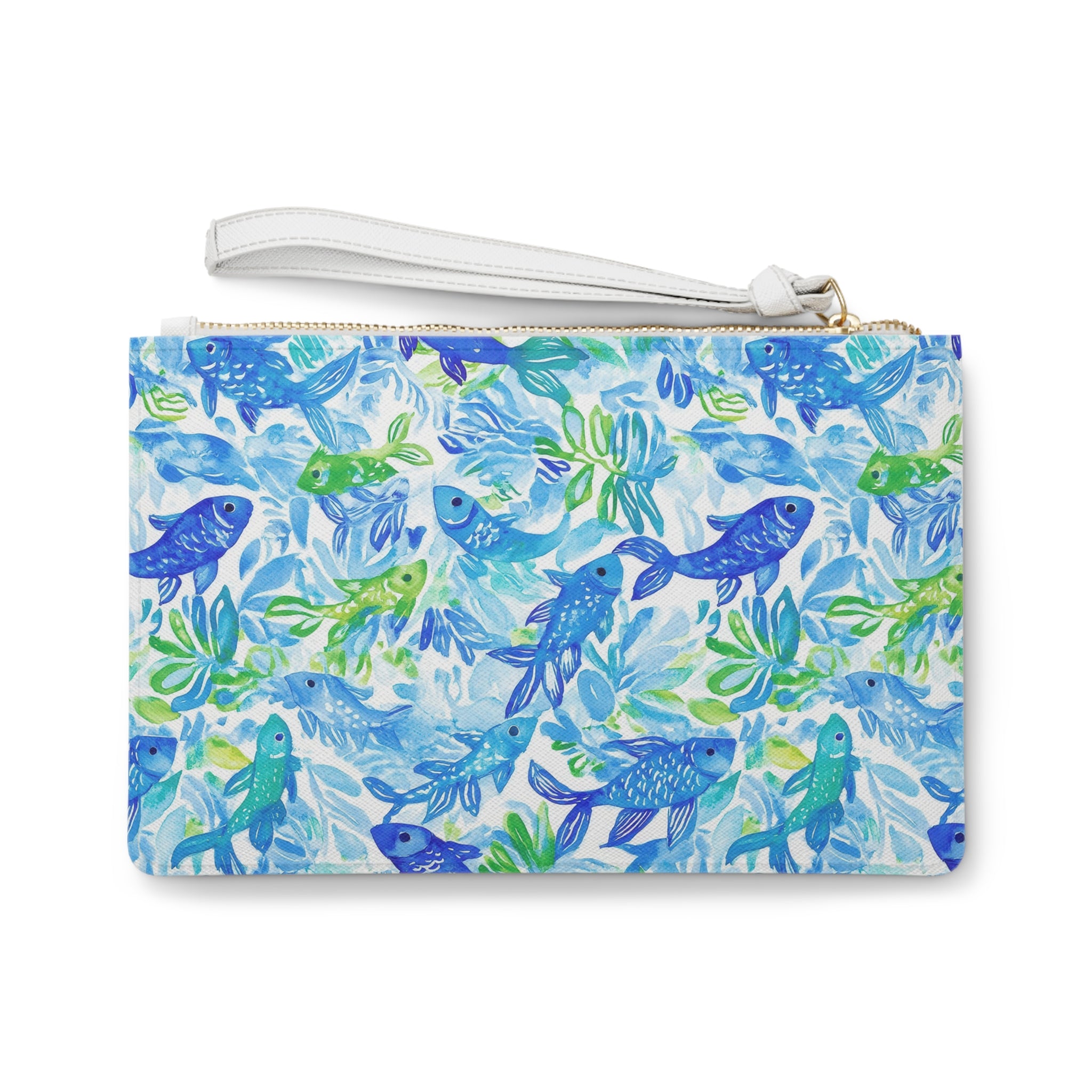 Vibrant Fish Vegan Leather Clutch Bag - Ocean-Inspired Clutch Bag, Beach Accessory, Summer Essential, Travel Pouch, Gift for Her, Marine Life Design, Tropical Style