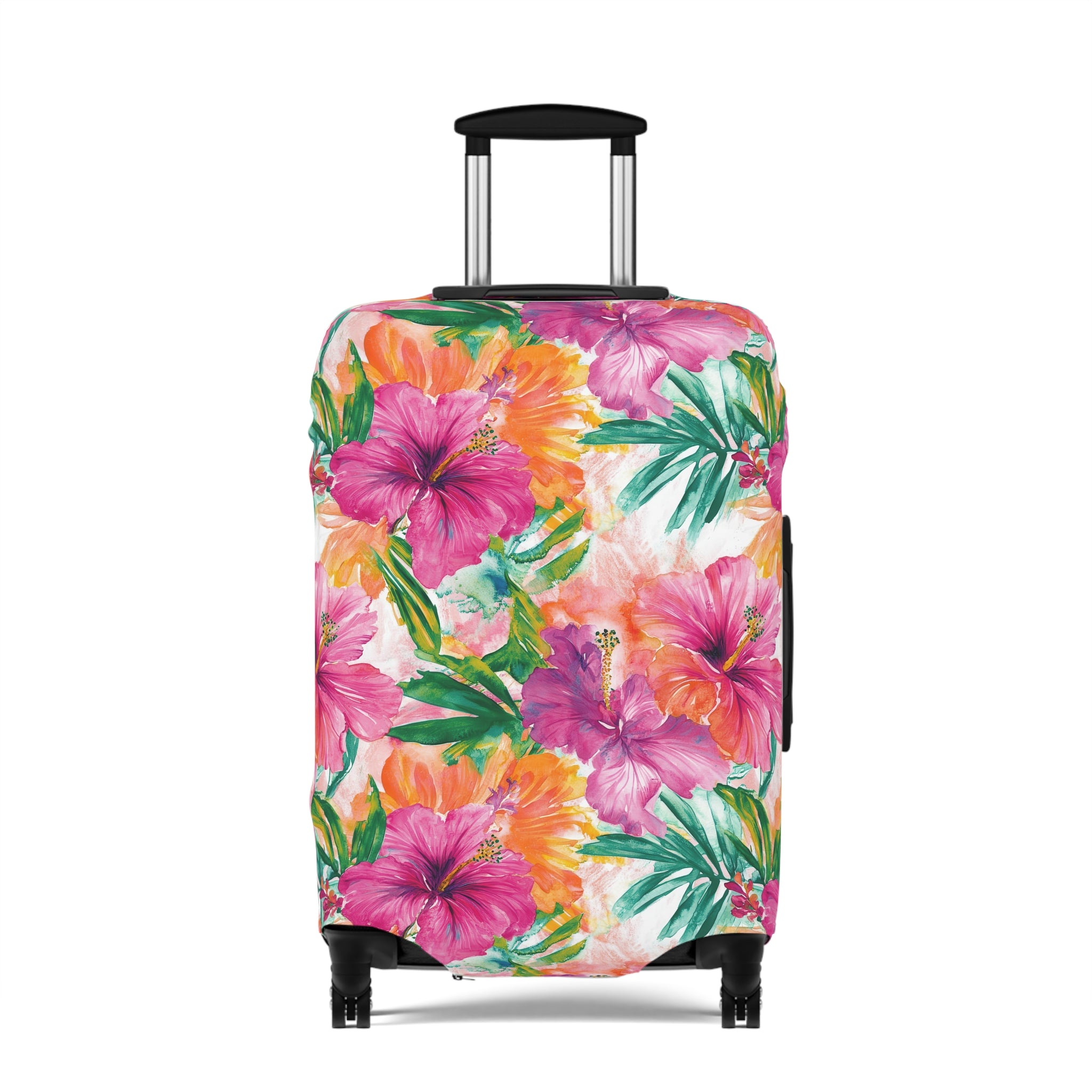 Pink Tropical Floral Luggage Cover - Travel Accessory for Stylish Vacationers, Perfect Gift for Travelers, Summer Escapes, Beach Getaways, [...]