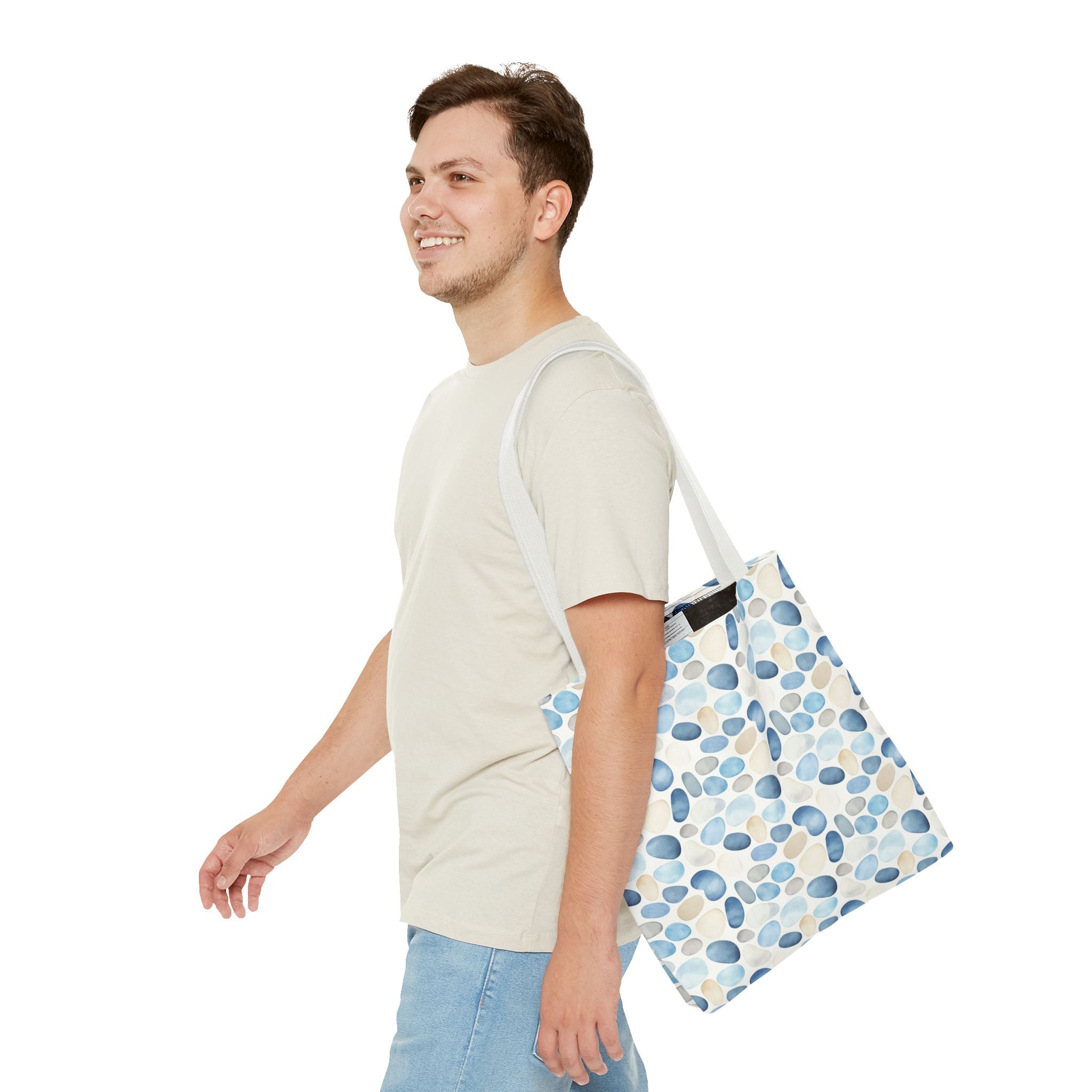 Cobble stone- Tote Bag with Blue Pebble Design | Beach Bag, Grocery Tote, Shopping Bag, Gift Bag, Eco-Friendly Tote