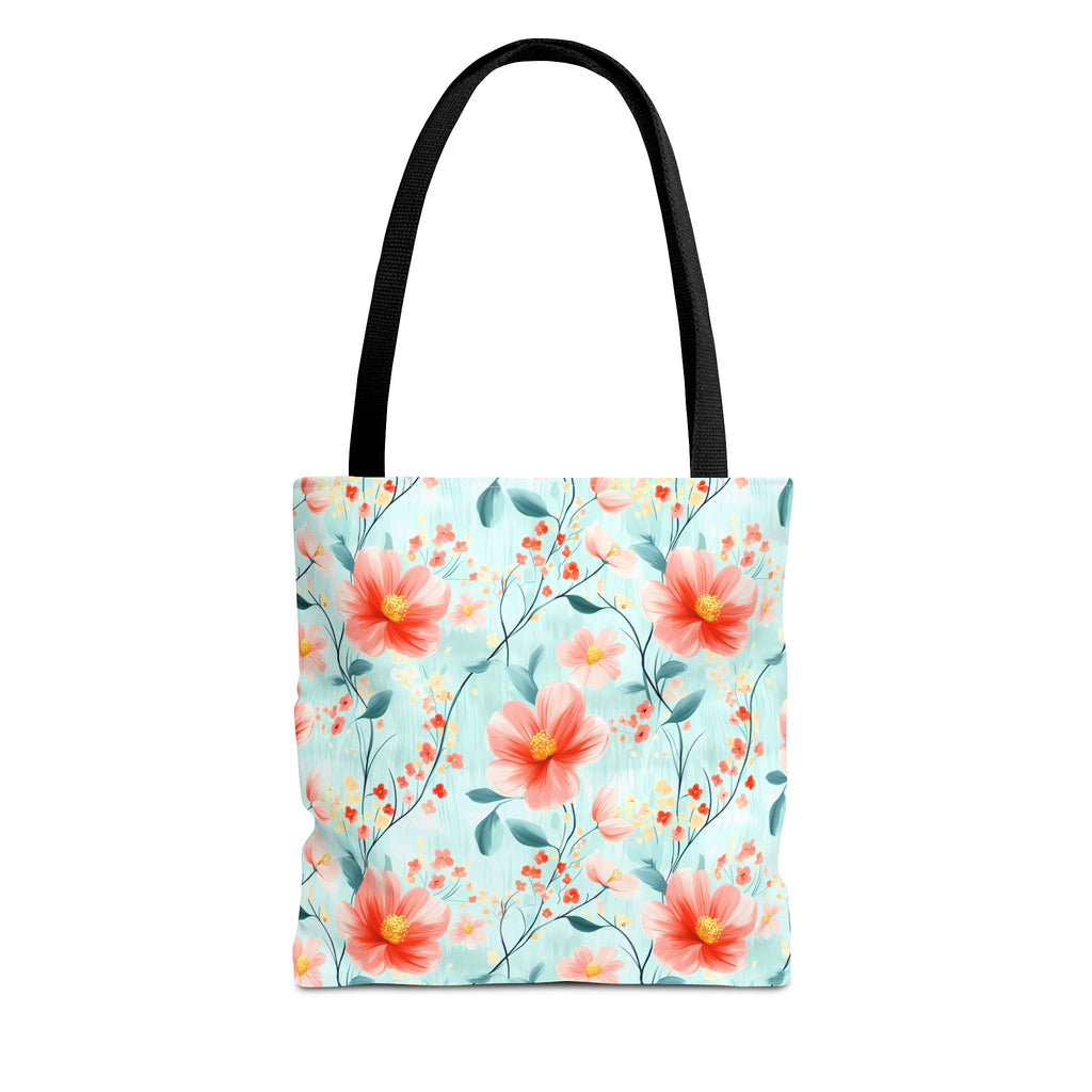 Teal Daisy - Floral Tote Bag, Boho Chic Carryall, Beach Bag, Gifts for Her, Spring Fashion Accessory, Eco-Friendly Shopping Bag