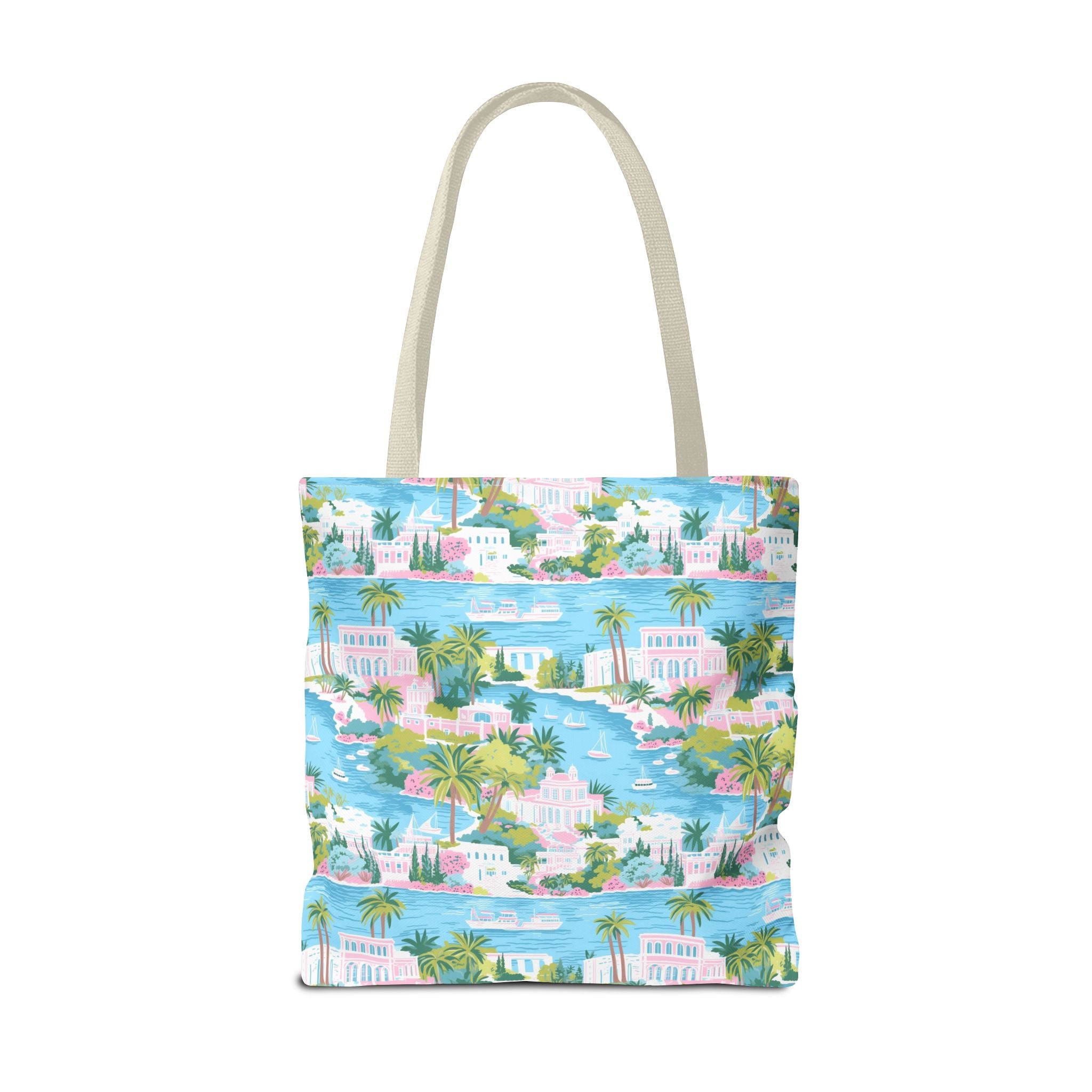 Greek Island - Tropical Paradise Tote Bag, Beach Bag, Eco-Friendly Shopping Bag, Summer Vibes Handbag, Vacation Essentials, Gift for Travelers