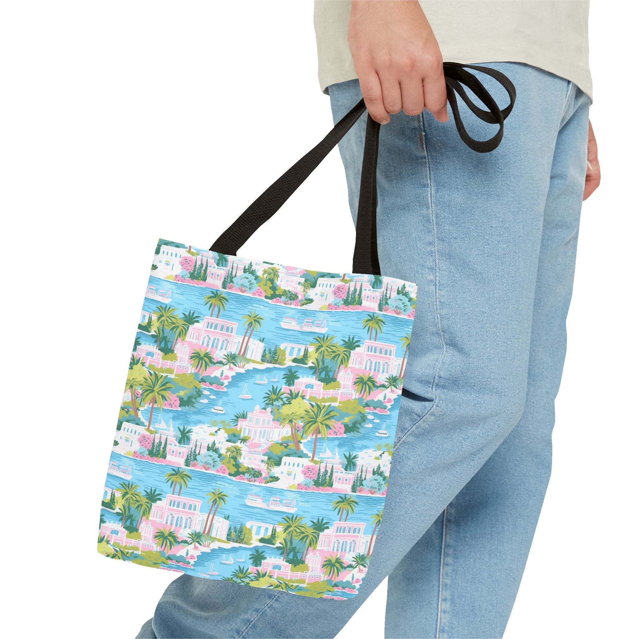 Greek Island - Tropical Paradise Tote Bag, Beach Bag, Eco-Friendly Shopping Bag, Summer Vibes Handbag, Vacation Essentials, Gift for Travelers