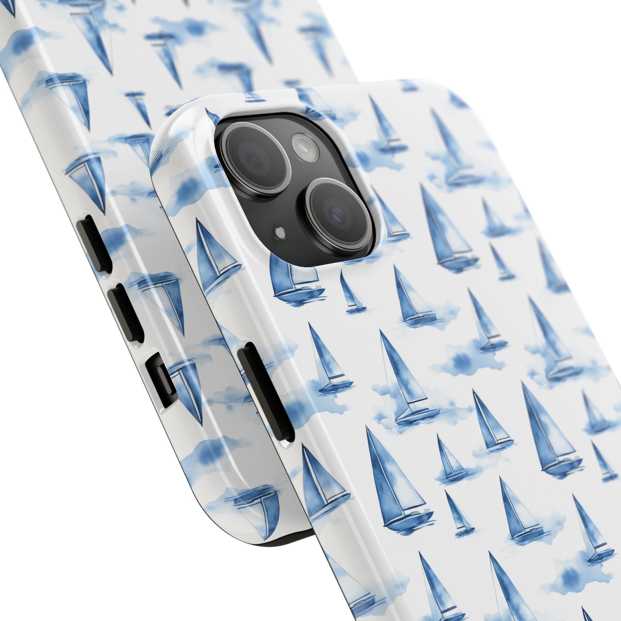 Blue Sailboat Phone Case - Nautical Tough Cover, Summer Gift, Ocean Lover Accessory, Unique Phone Protection, Beach Vibes