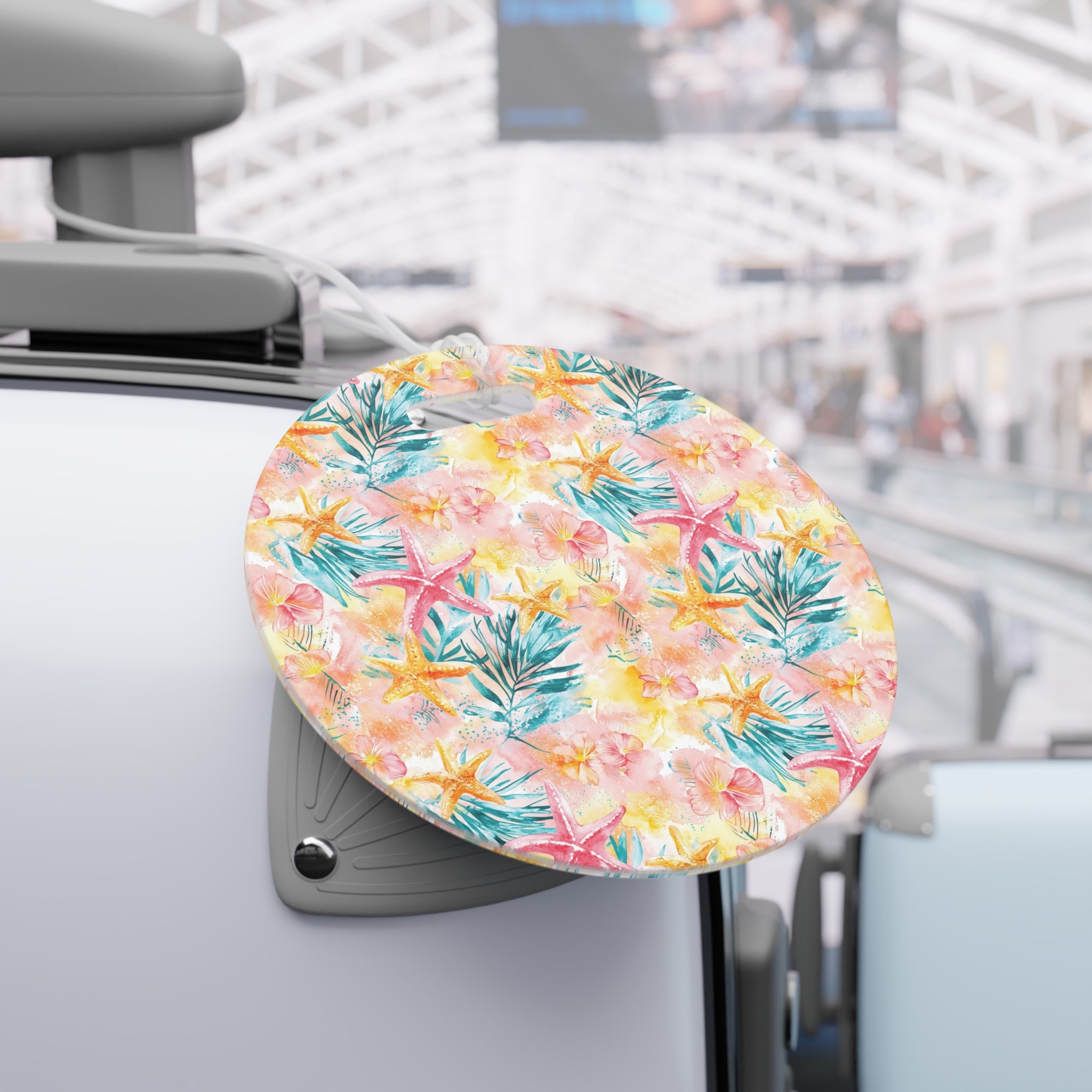 Pink Tropical Starfish Luggage Tag, Travel Accessories, Luggage, Vacation must have, Beach Vacation Supplies