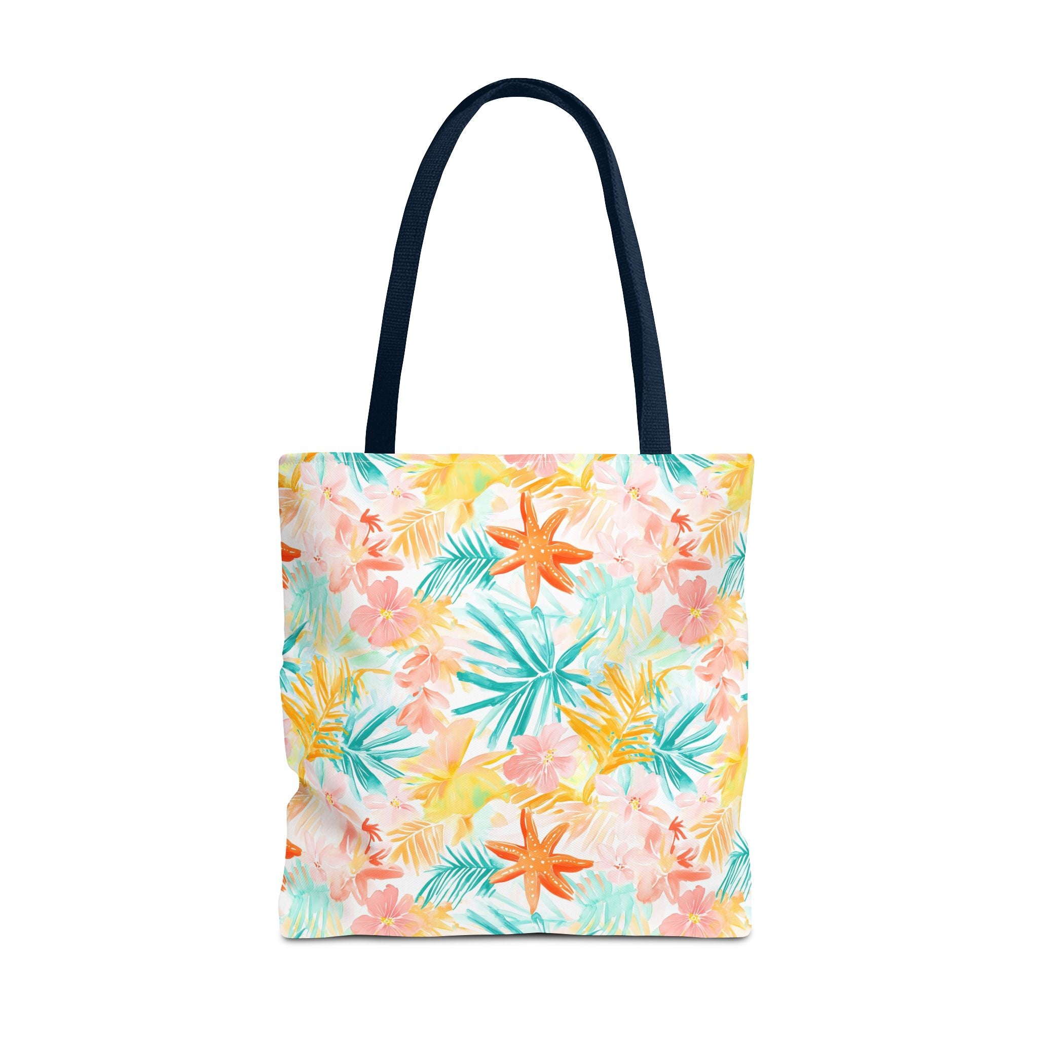 Tropical Starfish- Floral Tote Bag, Summer Beach Bag, Eco-Friendly Shopping Tote, Reusable Grocery Bag, Gift for Her