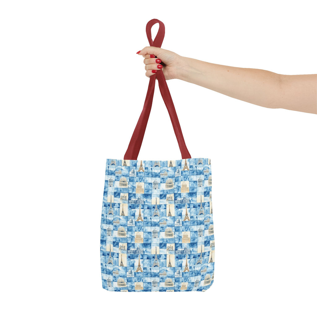 Europe- Chic Tote Bag with Blue Pattern, Stylish Shopping Tote, Beach Bag, Eco-Friendly Tote, Perfect Gift for Her