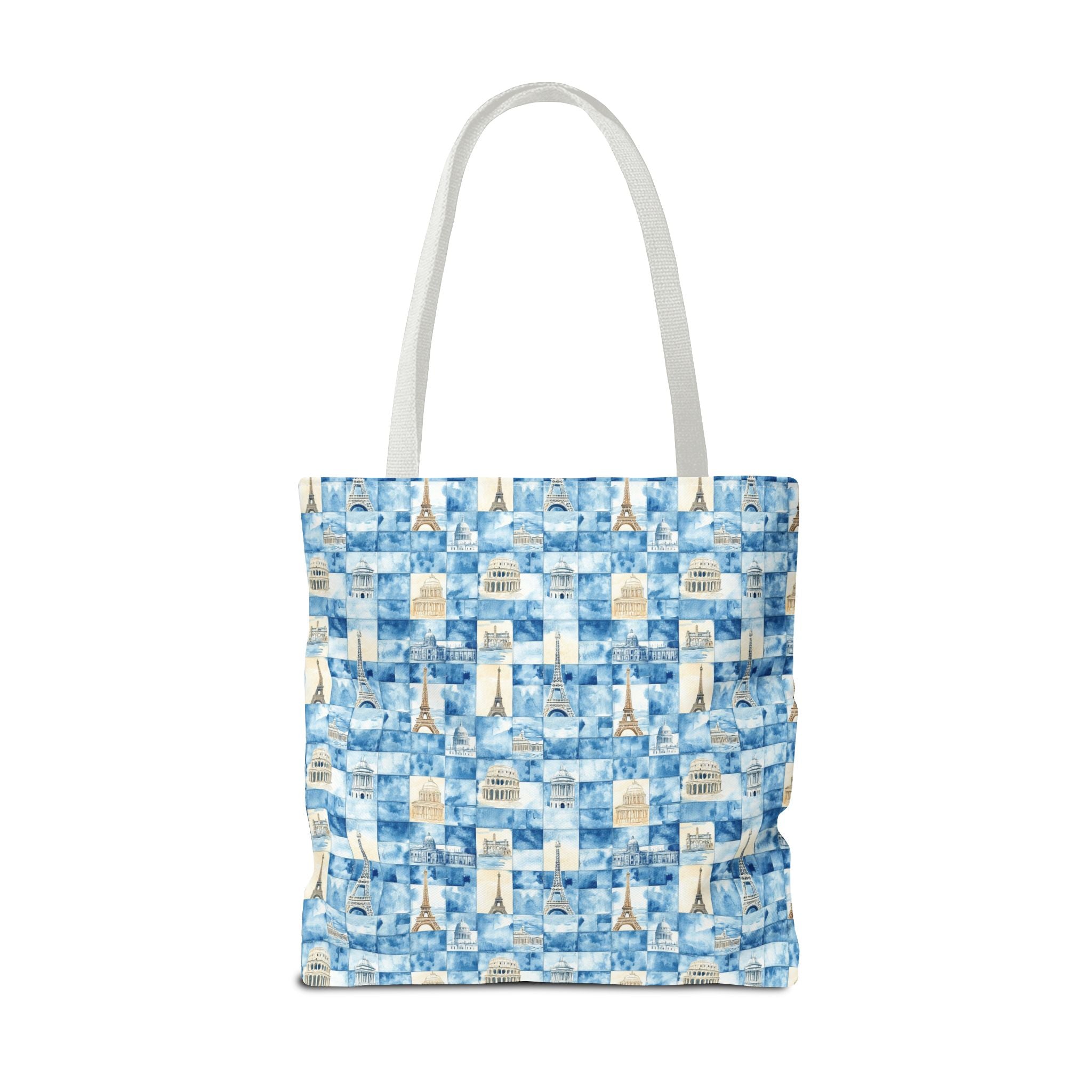 Europe- Chic Tote Bag with Blue Pattern, Stylish Shopping Tote, Beach Bag, Eco-Friendly Tote, Perfect Gift for Her