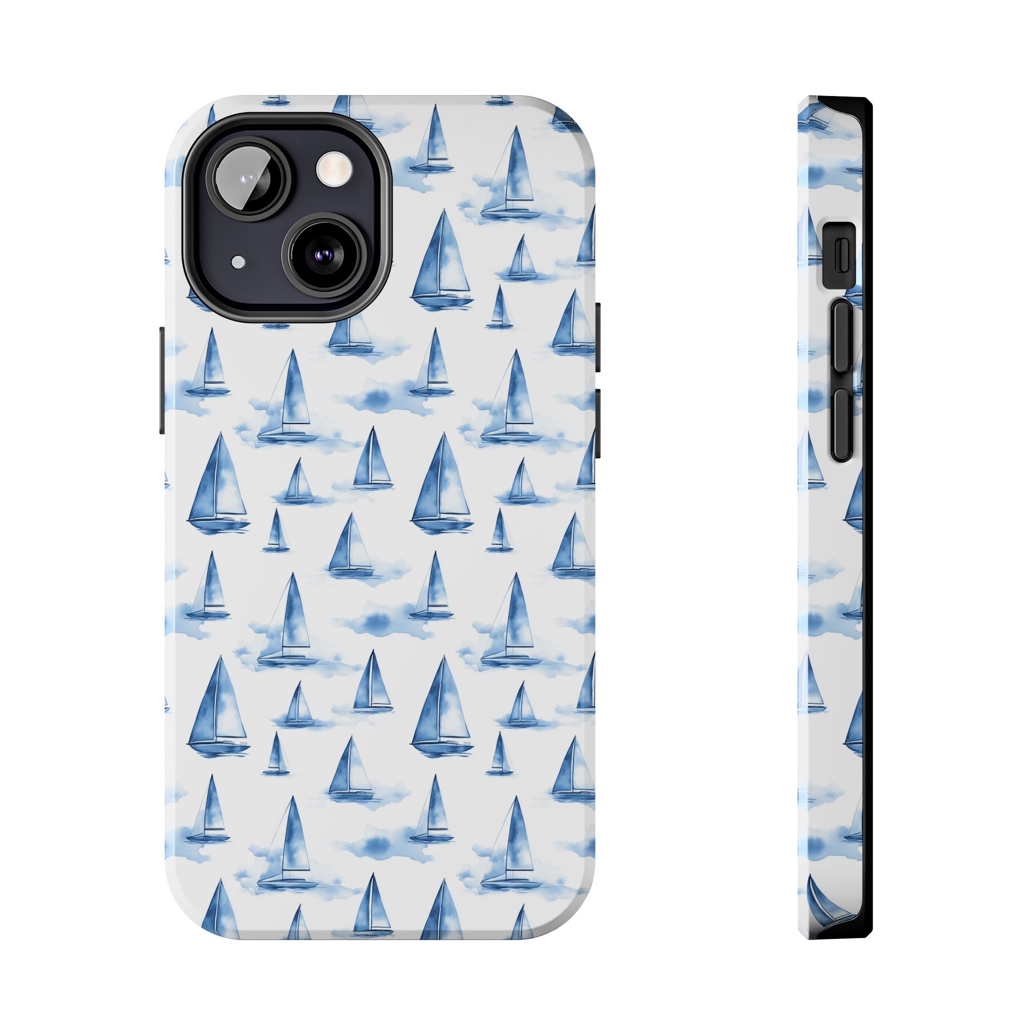 Blue Sailboat Phone Case - Nautical Tough Cover, Summer Gift, Ocean Lover Accessory, Unique Phone Protection, Beach Vibes